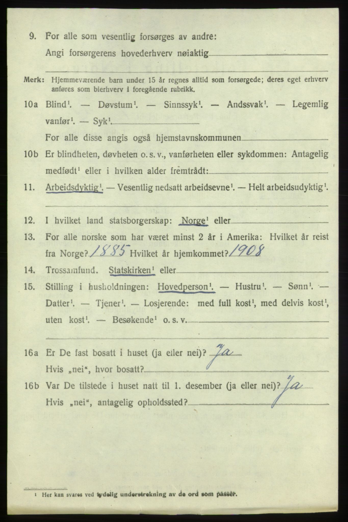 SAB, 1920 census for Moster, 1920, p. 808