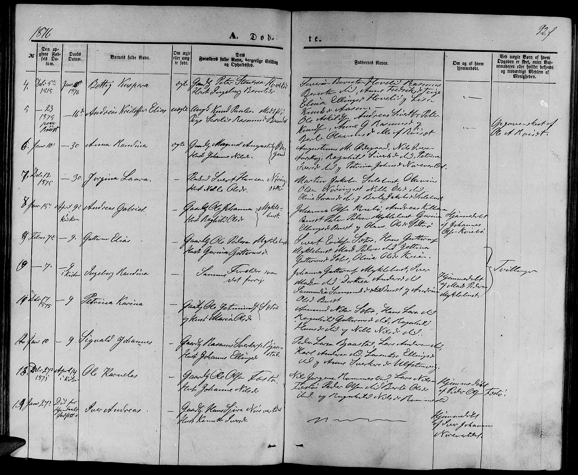 Ministerialprotokoller, klokkerbøker og fødselsregistre - Møre og Romsdal, SAT/A-1454/510/L0124: Parish register (copy) no. 510C01, 1854-1877, p. 92