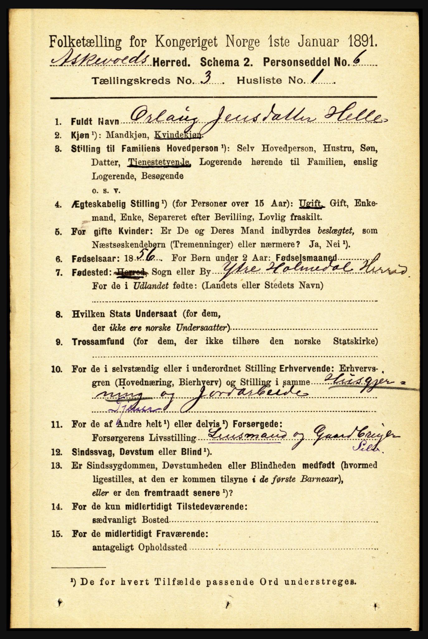 RA, 1891 census for 1428 Askvoll, 1891, p. 790