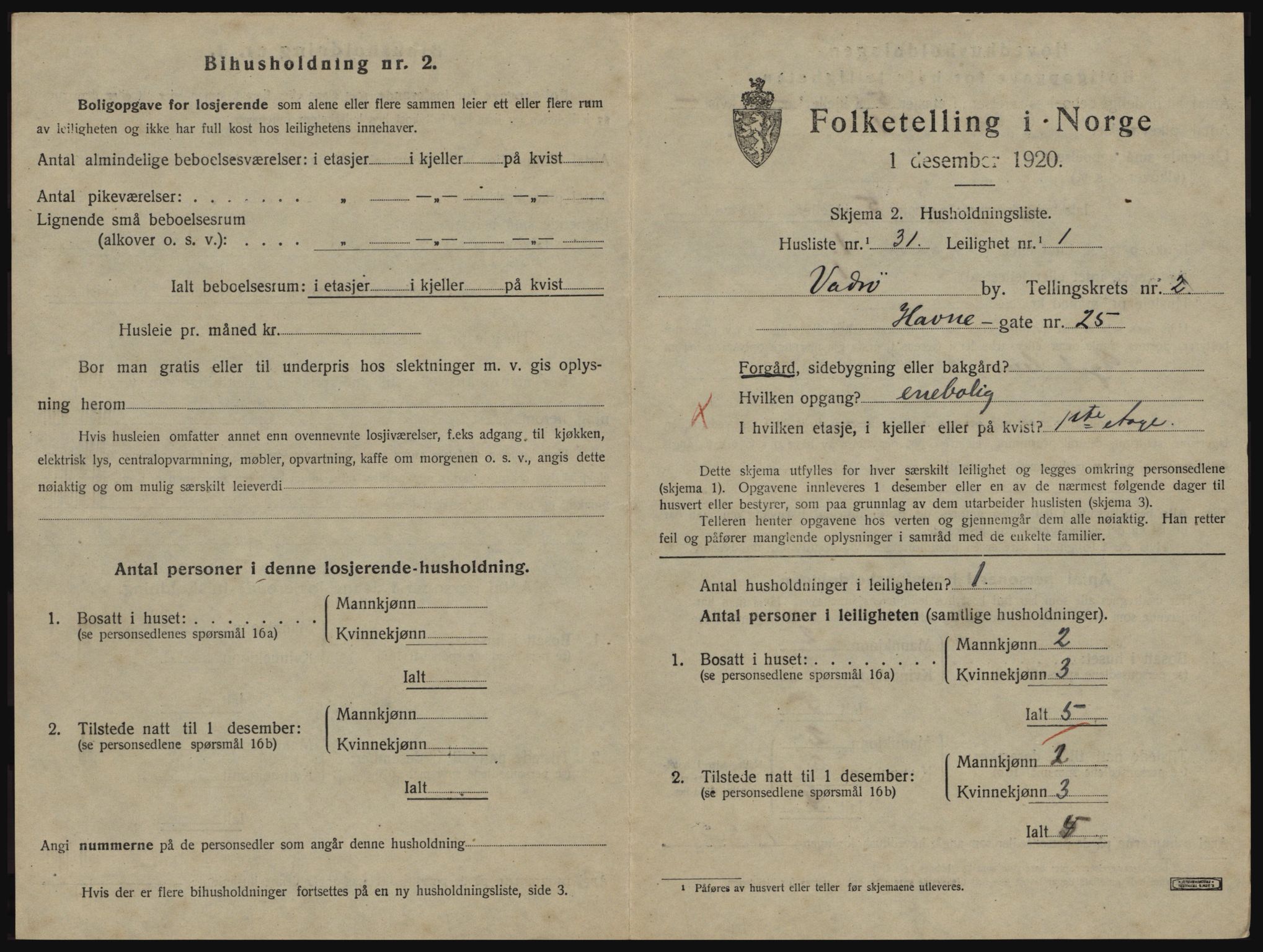 SATØ, 1920 census for Vadsø, 1920, p. 1044