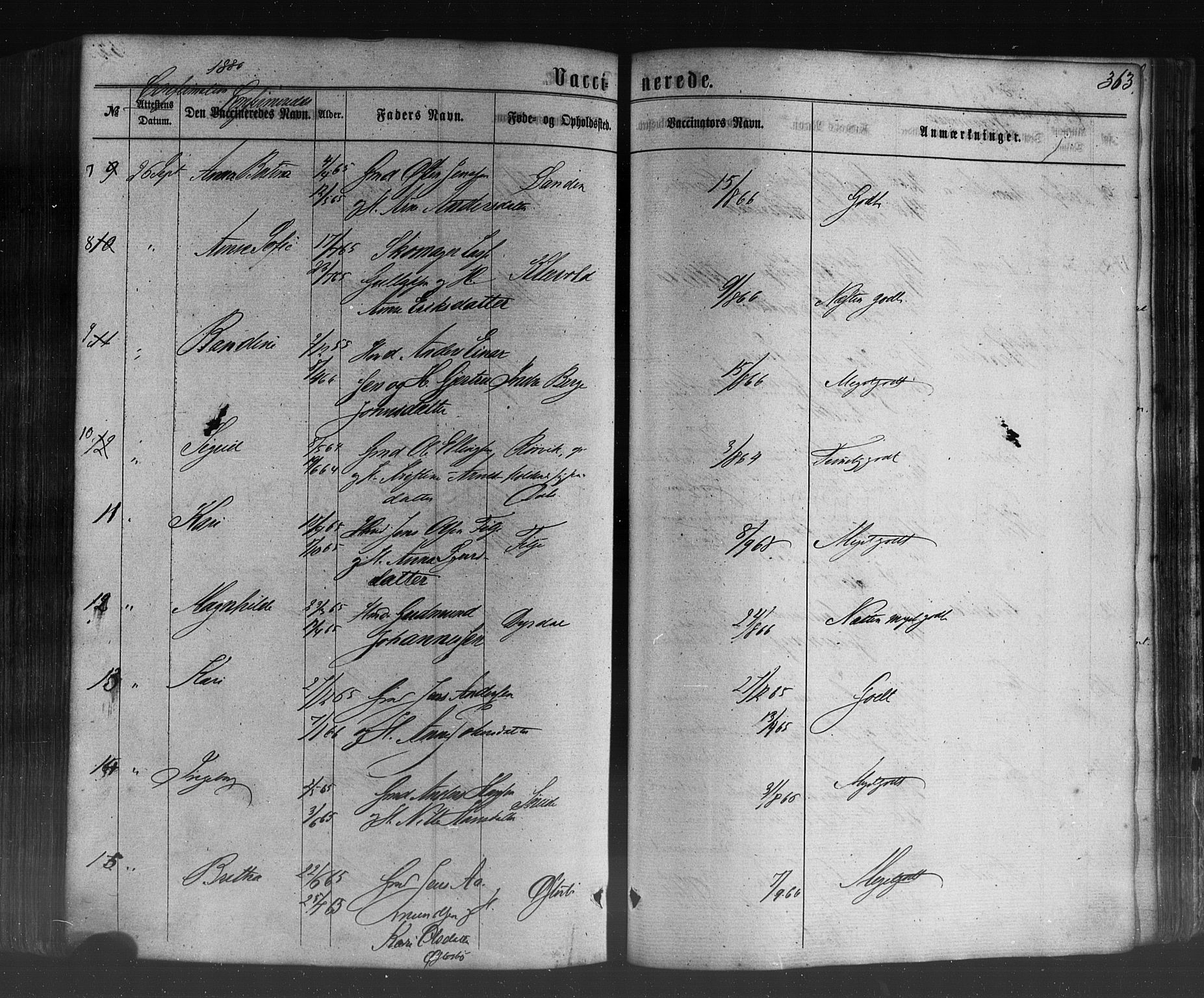 Lavik sokneprestembete, SAB/A-80901: Parish register (official) no. A 4, 1864-1881, p. 363