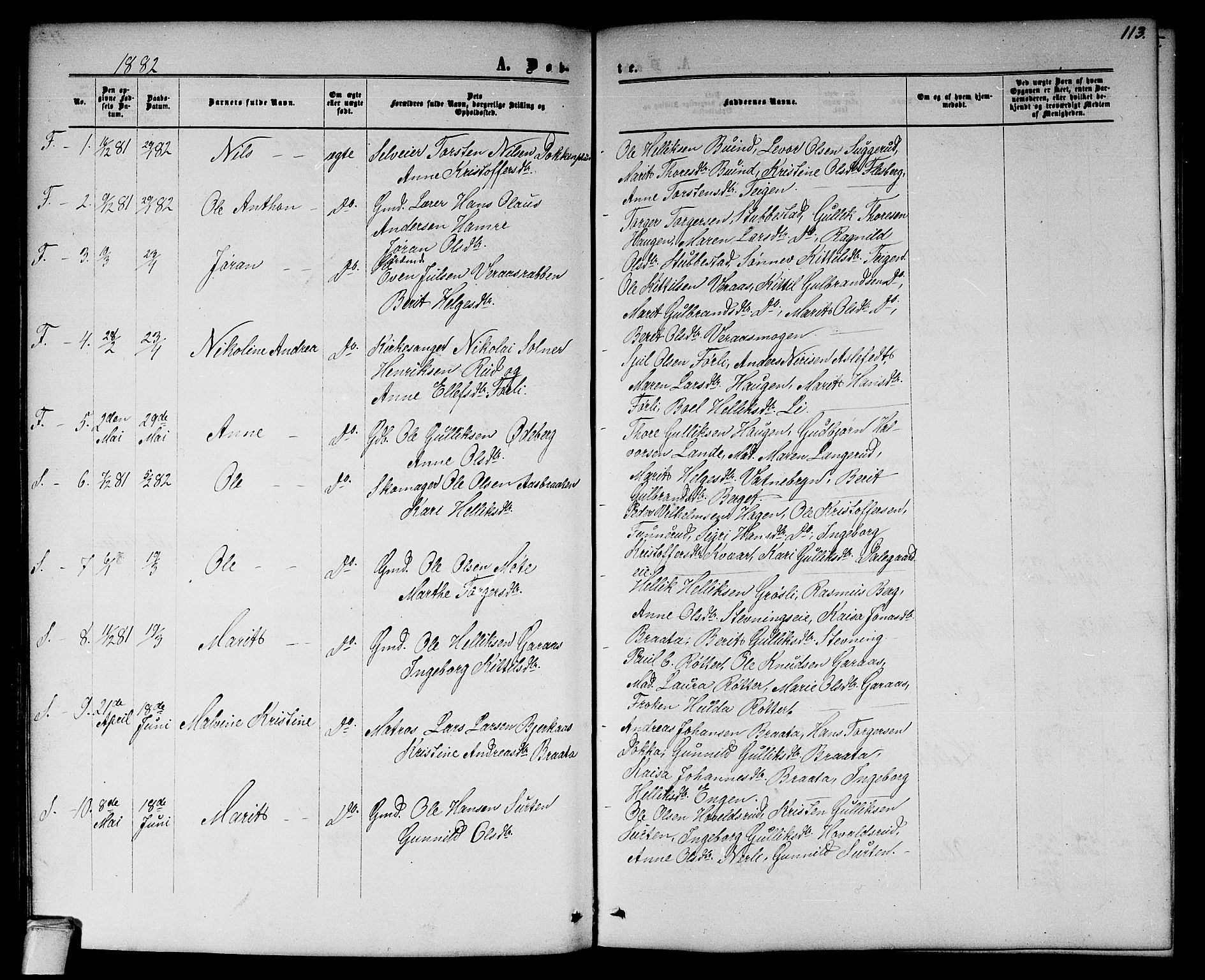 Flesberg kirkebøker, SAKO/A-18/G/Ga/L0003: Parish register (copy) no. I 3, 1861-1889, p. 113
