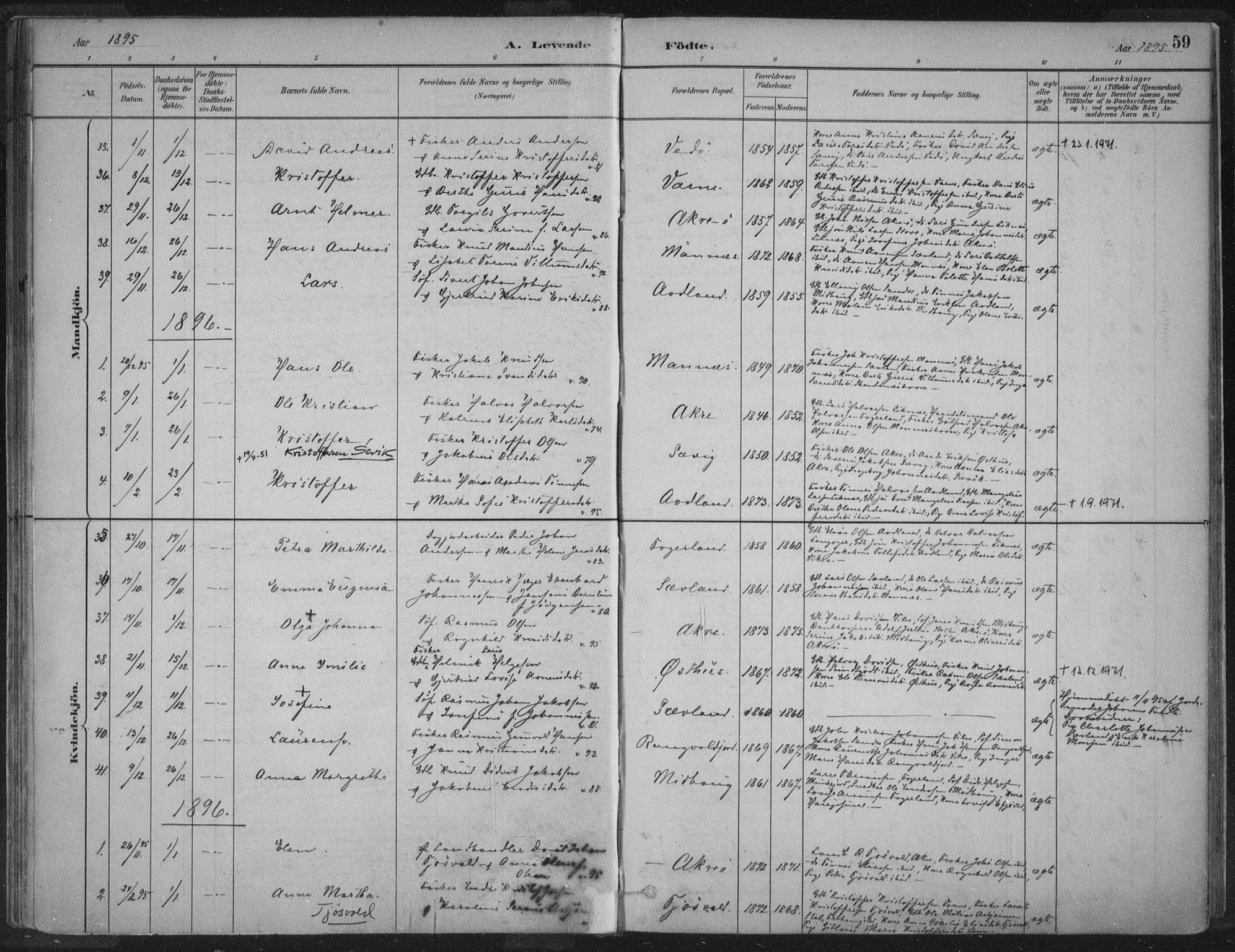 Kopervik sokneprestkontor, SAST/A-101850/H/Ha/Haa/L0004: Parish register (official) no. A 4, 1882-1905, p. 59