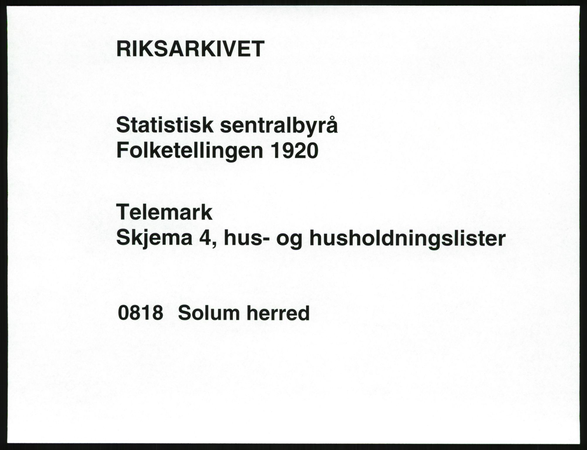 SAKO, 1920 census for Solum, 1920, p. 57