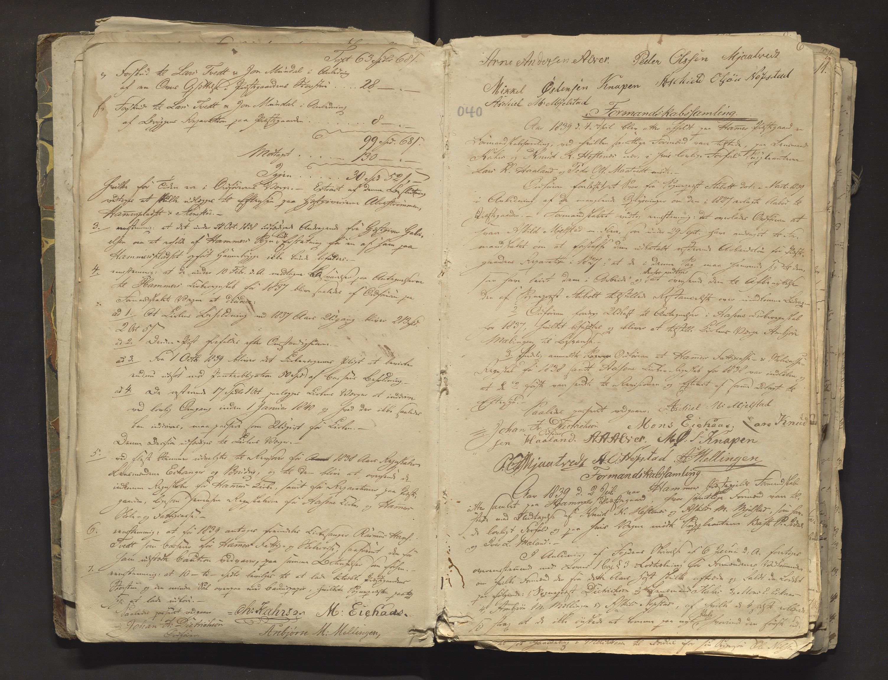 Hamre kommune. Formannskapet, IKAH/1254-021/A/Aa/L0001: Møtebok for formannskap, heradsstyre og soknestyra i Hamre, Åsane, Alversund og Meland, 1838-1857