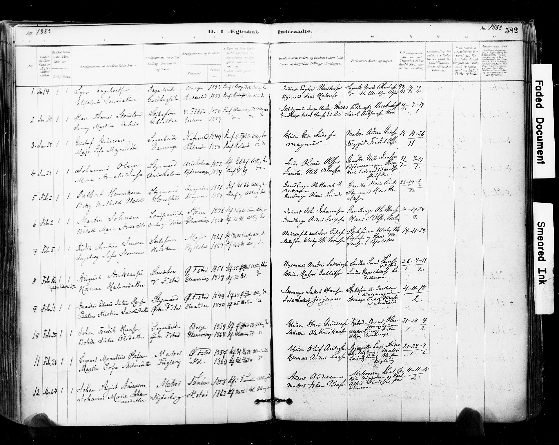 Glemmen prestekontor Kirkebøker, SAO/A-10908/F/Fa/L0011: Parish register (official) no. 11, 1878-1917, p. 582