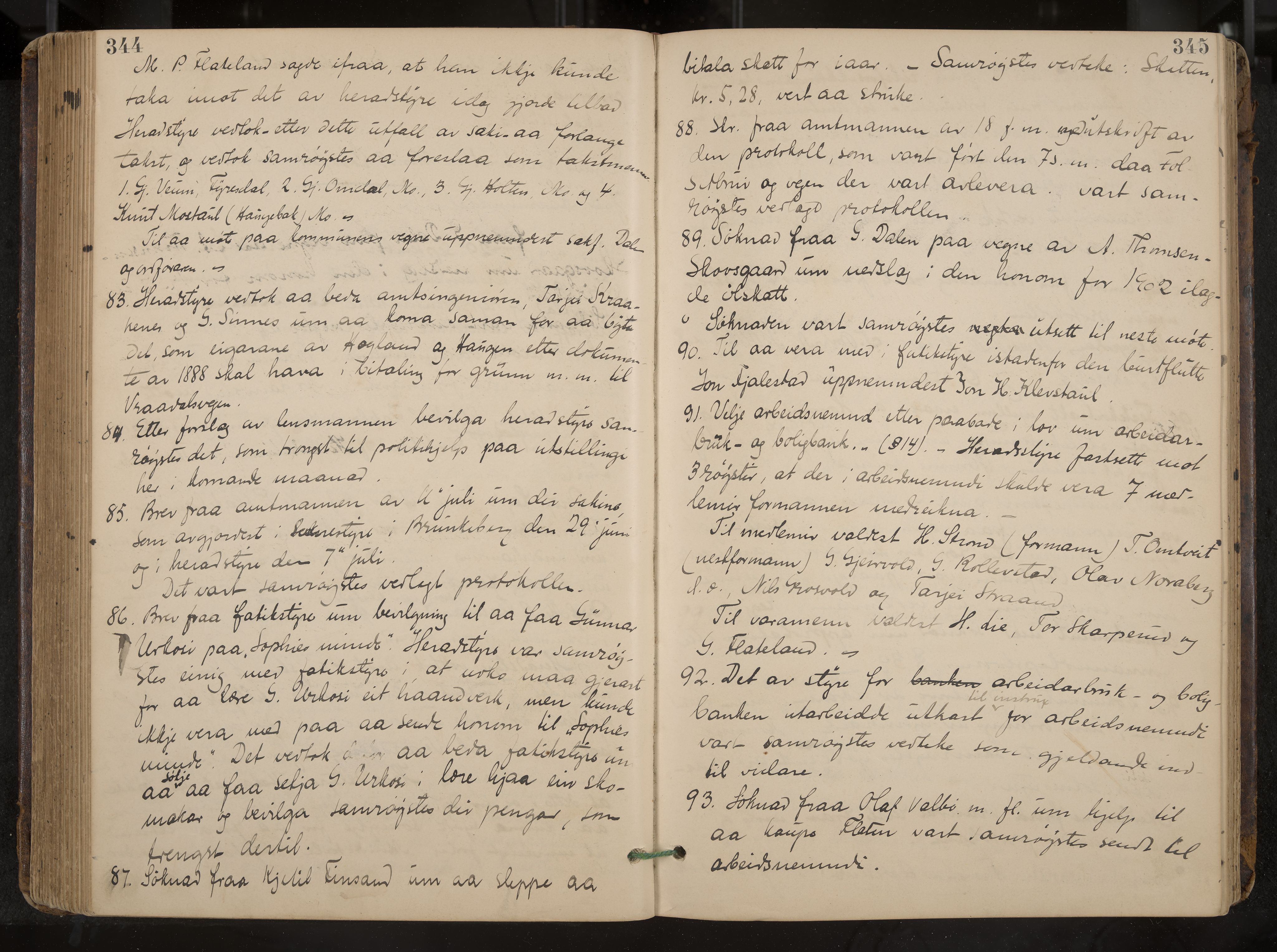 Kviteseid formannskap og sentraladministrasjon, IKAK/0829021/A/Aa/L0004: Møtebok, 1896-1911, p. 344-345