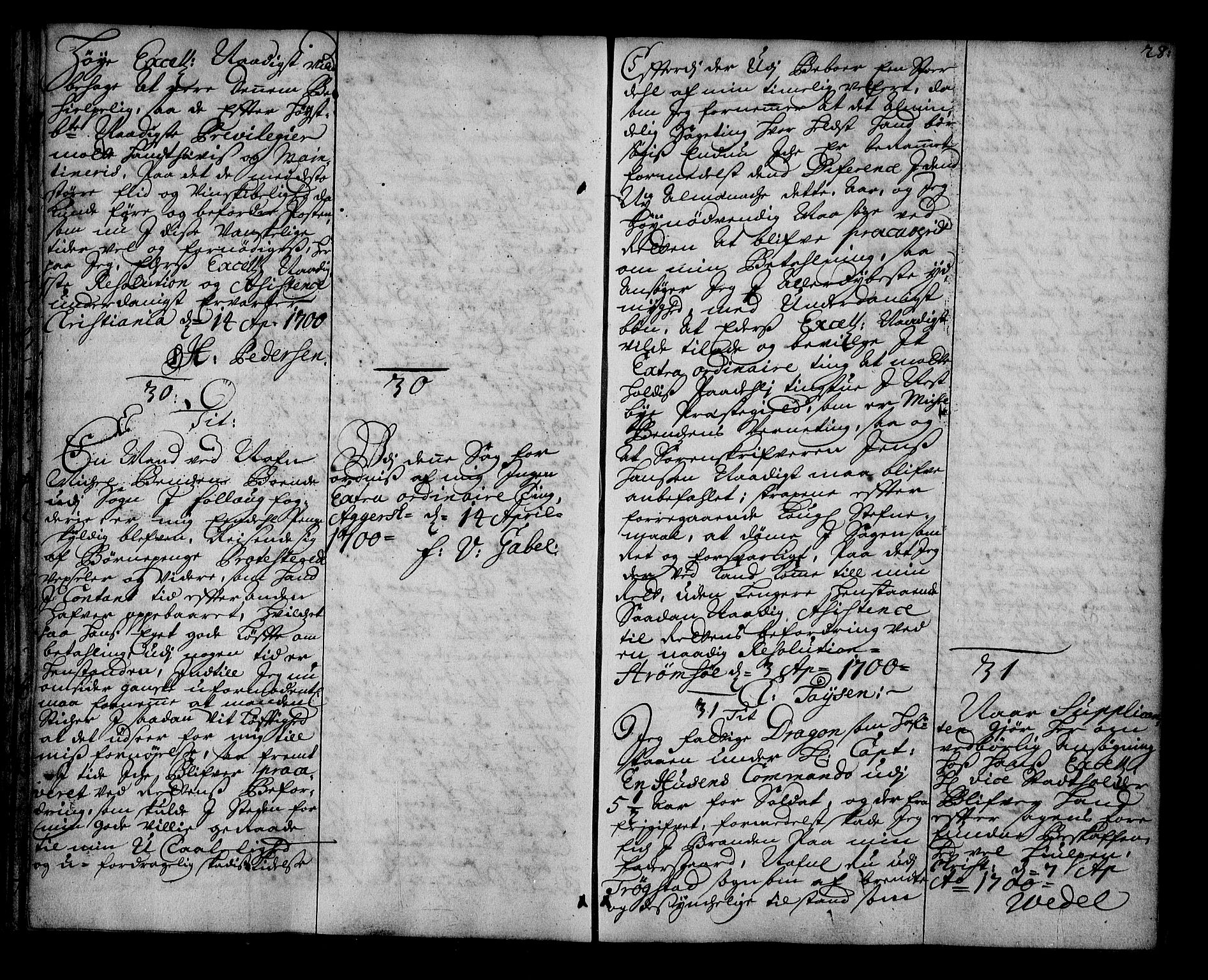 Stattholderembetet 1572-1771, AV/RA-EA-2870/Ae/L0011: Supplikasjons- og resolusjonsprotokoll, 1699-1700, p. 27b-28a