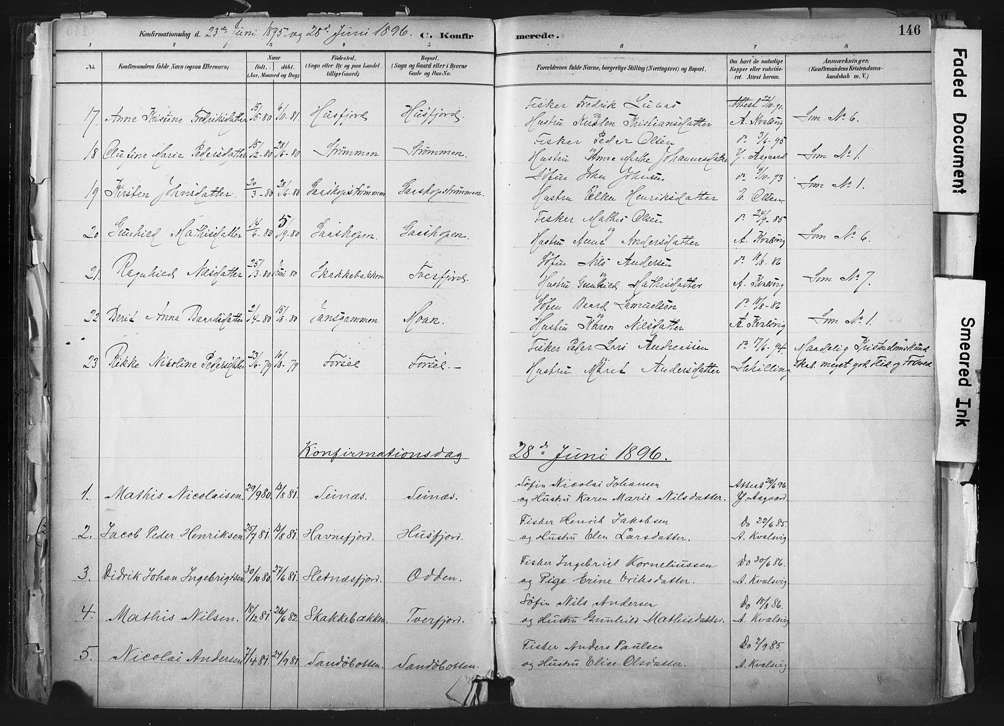 Hammerfest sokneprestkontor, AV/SATØ-S-1347/H/Ha/L0011.kirke: Parish register (official) no. 11 /1, 1885-1897, p. 146