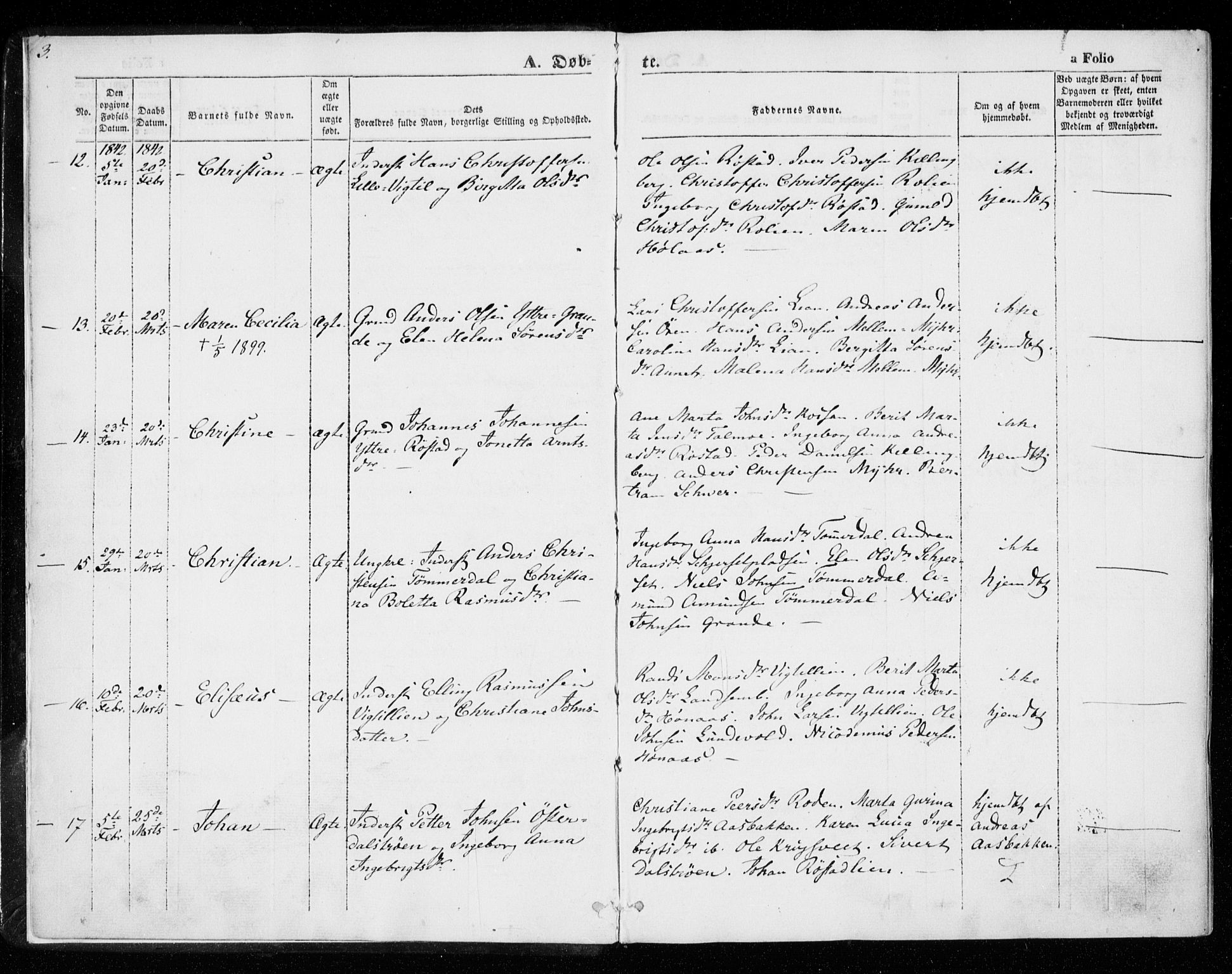 Ministerialprotokoller, klokkerbøker og fødselsregistre - Nord-Trøndelag, SAT/A-1458/701/L0007: Parish register (official) no. 701A07 /1, 1842-1854, p. 3