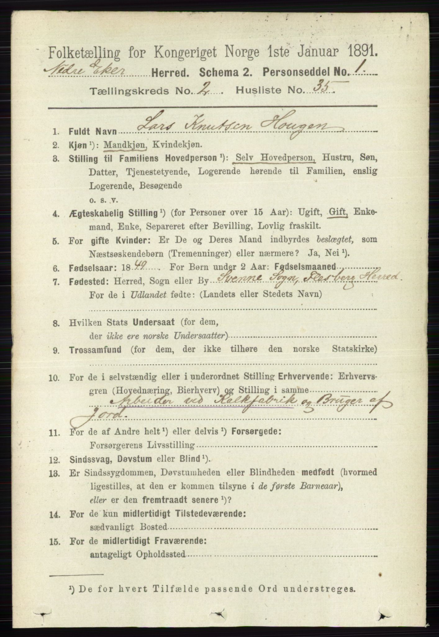RA, 1891 census for 0625 Nedre Eiker, 1891, p. 732