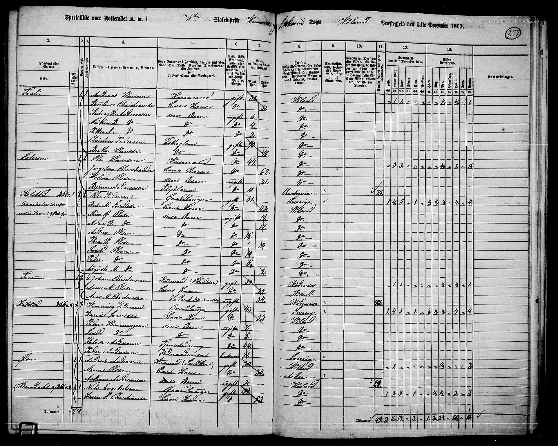 RA, 1865 census for Høland, 1865, p. 232