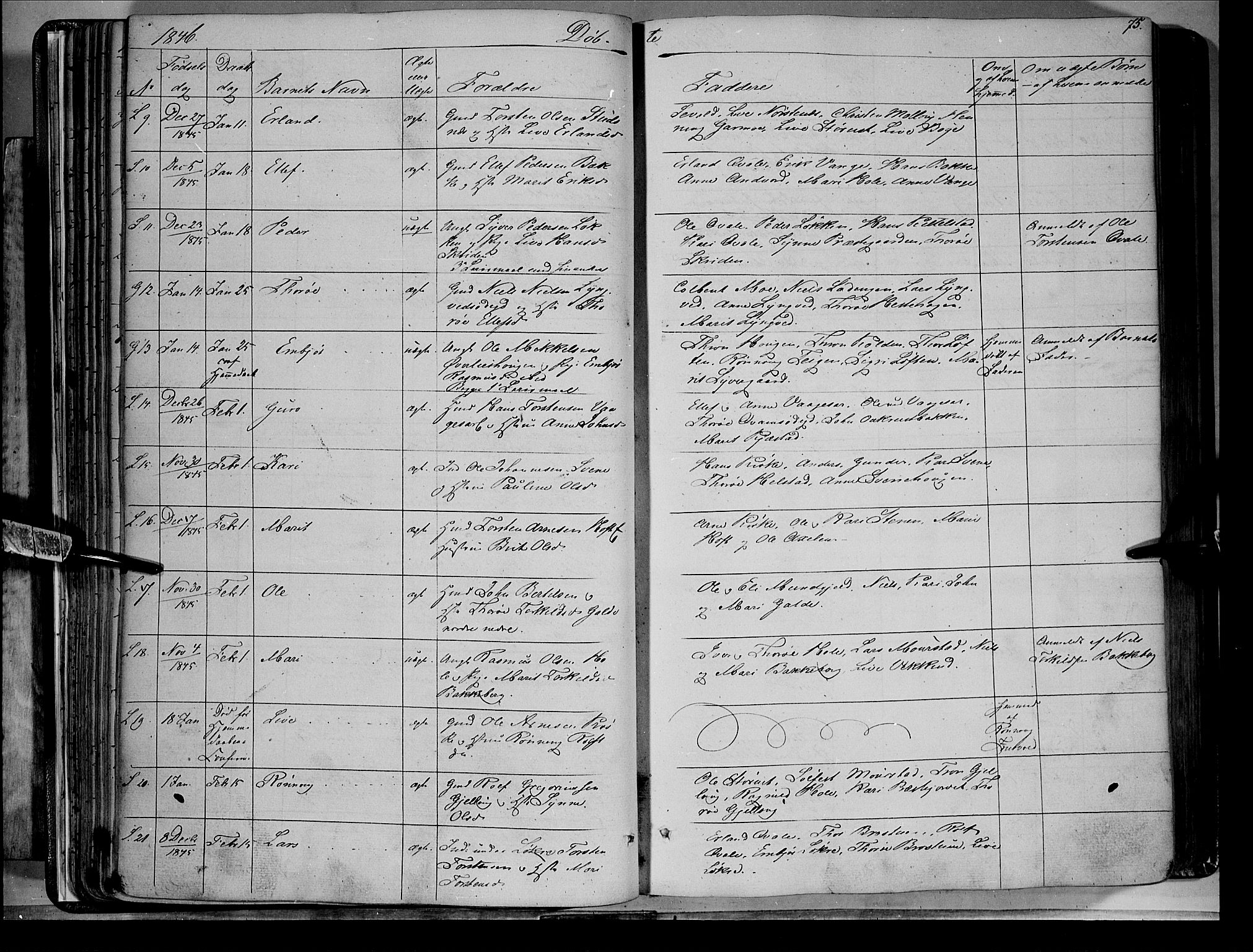 Lom prestekontor, AV/SAH-PREST-070/K/L0006: Parish register (official) no. 6A, 1837-1863, p. 75