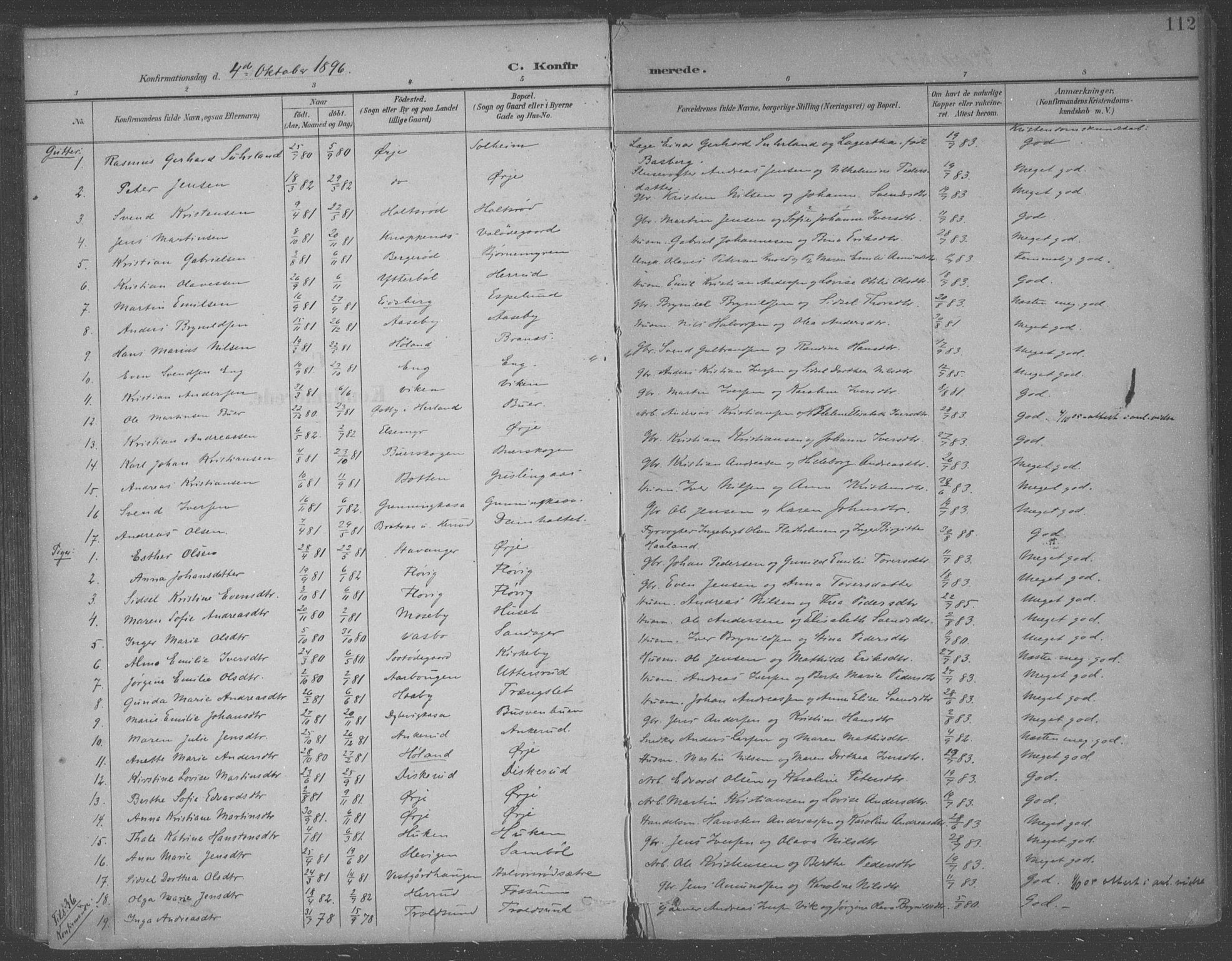 Aremark prestekontor Kirkebøker, SAO/A-10899/F/Fb/L0005: Parish register (official) no. II 5, 1895-1919, p. 112
