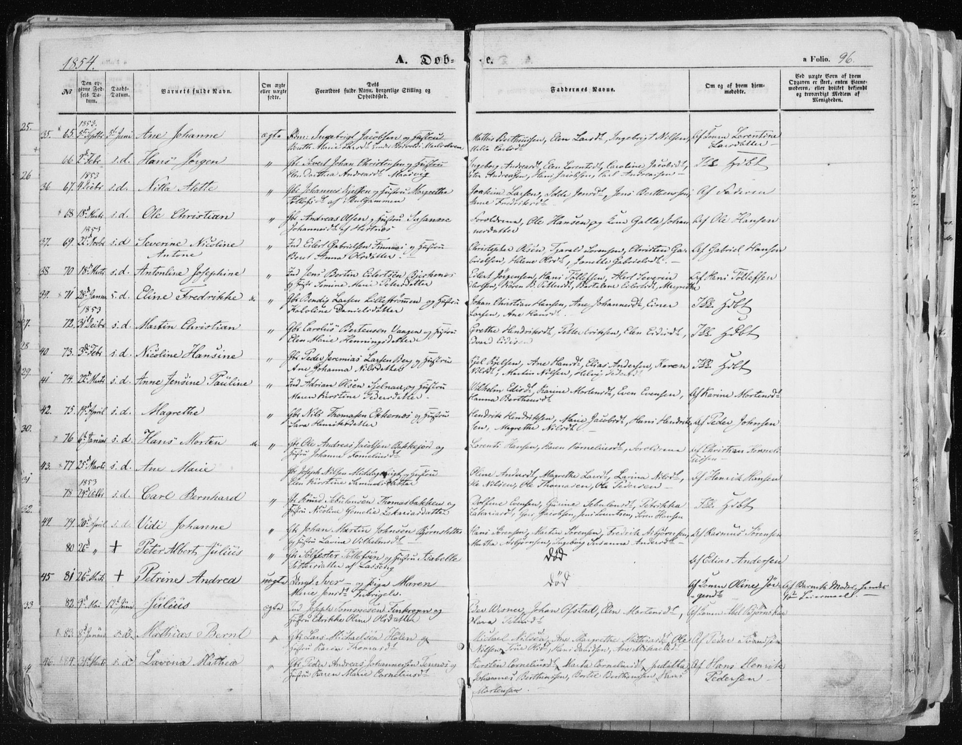 Tromsø sokneprestkontor/stiftsprosti/domprosti, SATØ/S-1343/G/Ga/L0010kirke: Parish register (official) no. 10, 1848-1855, p. 96
