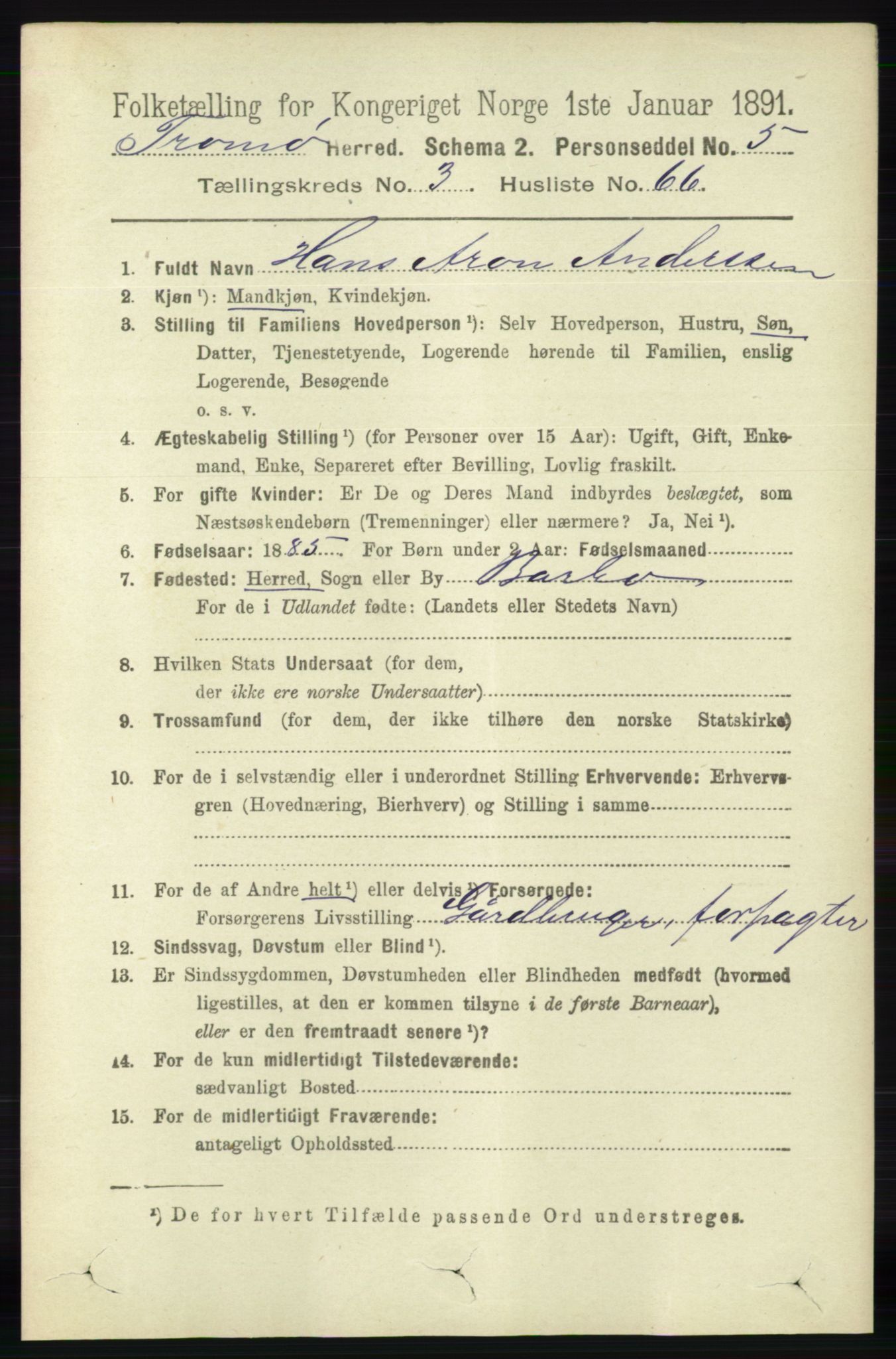 RA, 1891 census for 0921 Tromøy, 1891, p. 1348