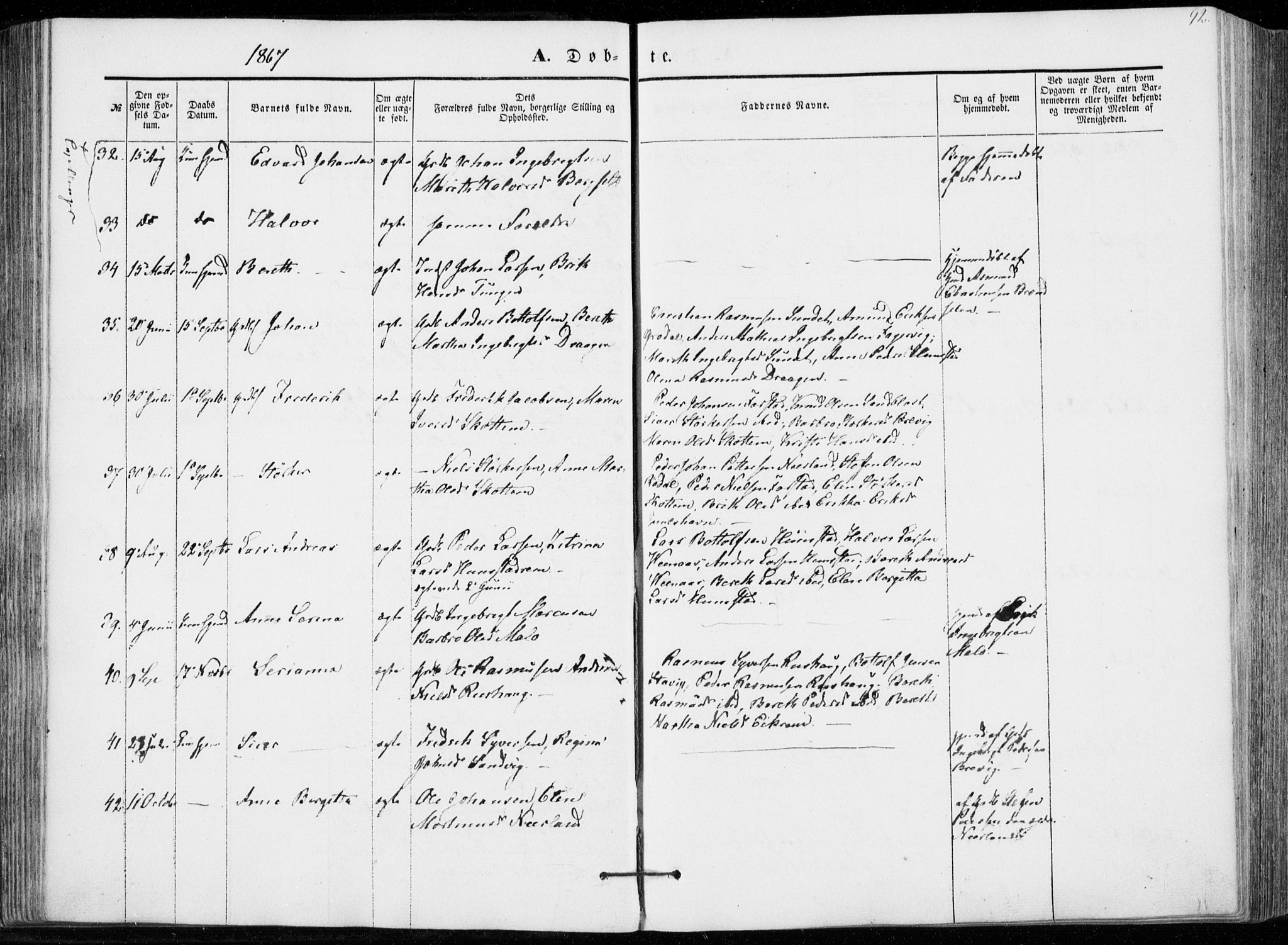 Ministerialprotokoller, klokkerbøker og fødselsregistre - Møre og Romsdal, AV/SAT-A-1454/566/L0767: Parish register (official) no. 566A06, 1852-1868, p. 92