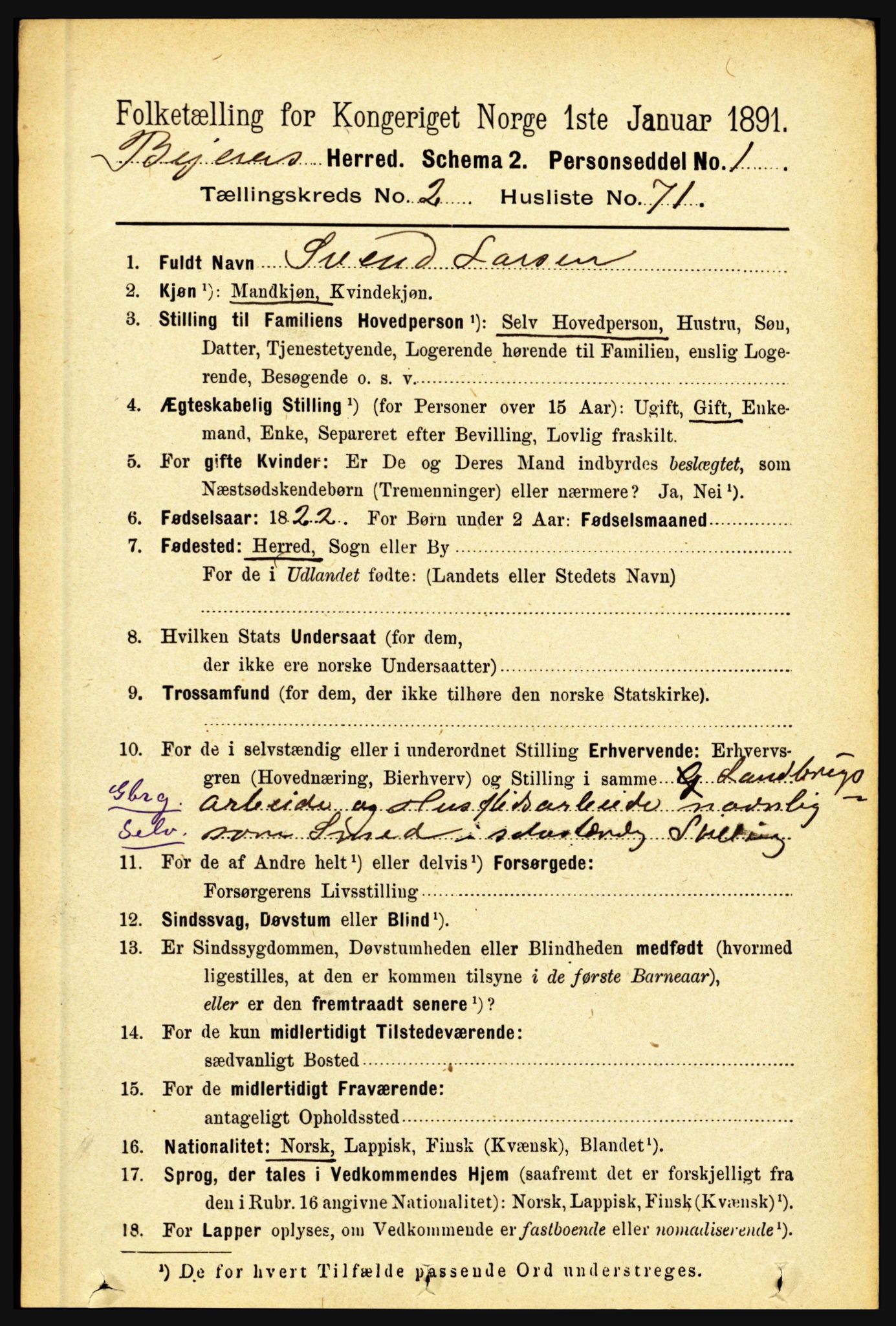 RA, 1891 census for 1839 Beiarn, 1891, p. 842