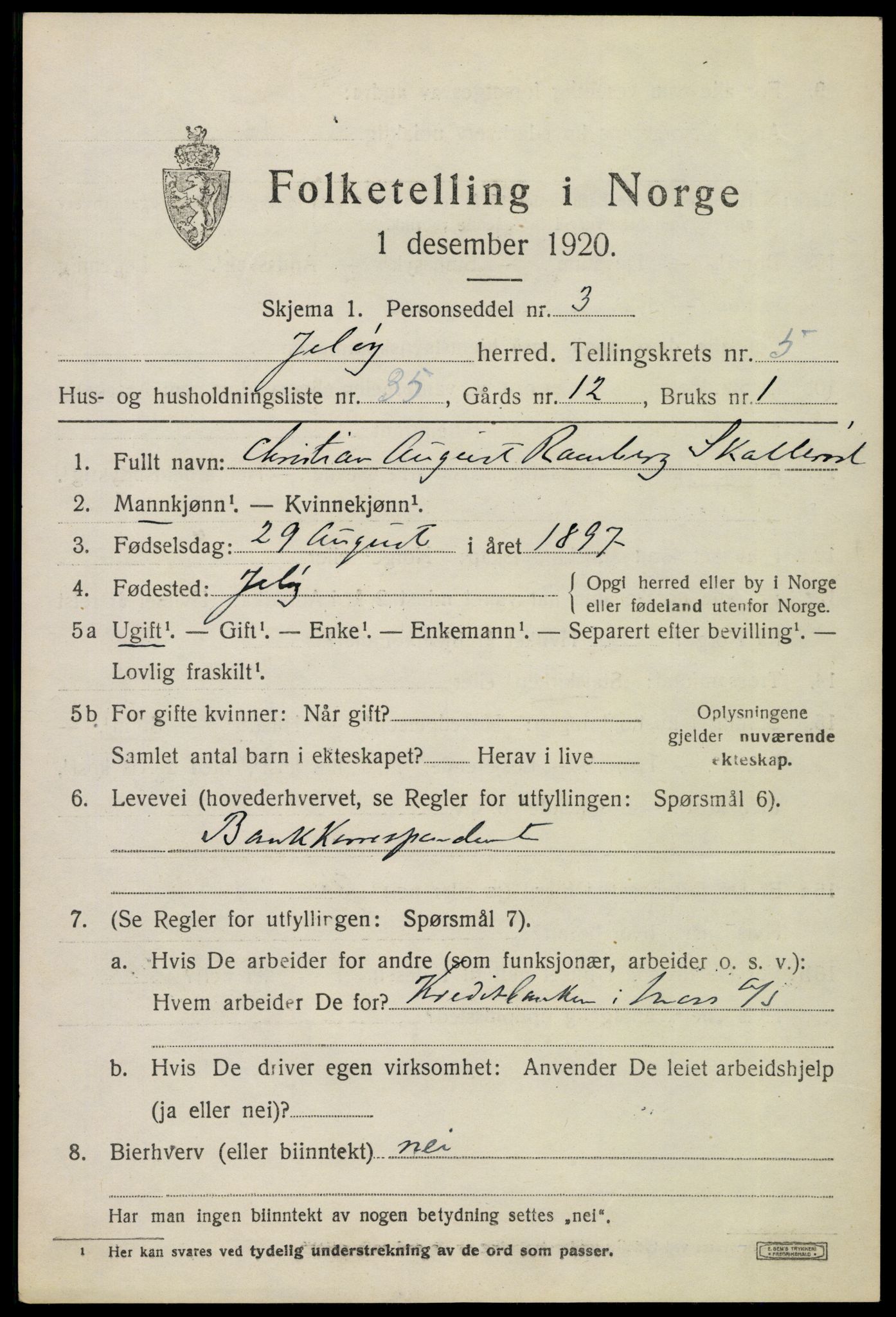 SAO, 1920 census for Moss land district, 1920, p. 6645