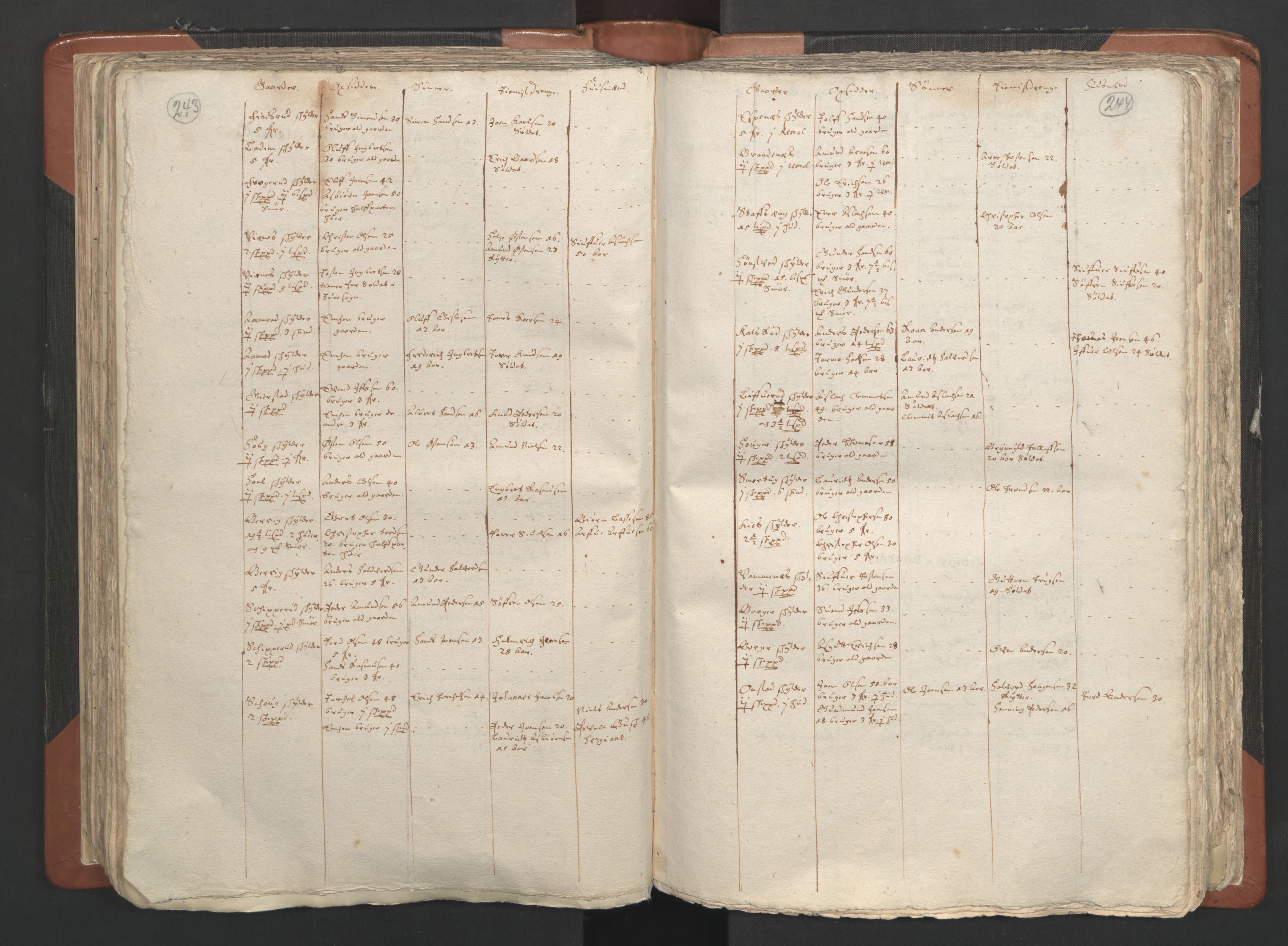 RA, Vicar's Census 1664-1666, no. 2: Øvre Borgesyssel deanery, 1664-1666, p. 243-244