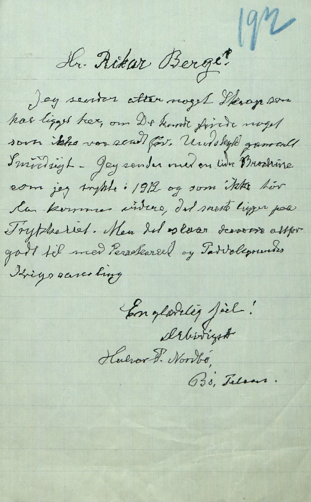 Rikard Berge, TEMU/TGM-A-1003/F/L0008/0012: 300-340 / 311 Brev, også viser og noen regler og rim. Skikker fra Valdres, 1913, p. 192