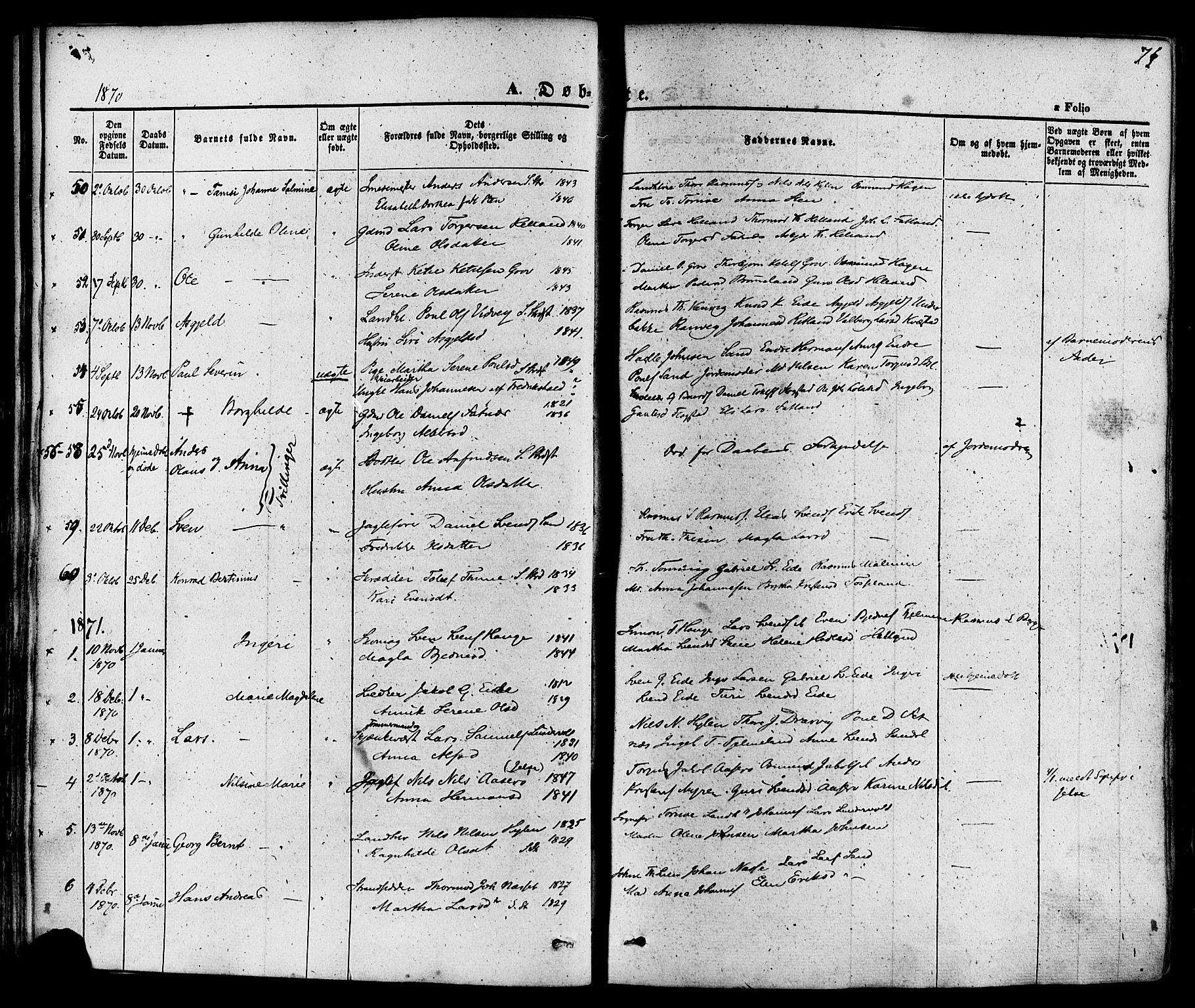 Sand sokneprestkontor, AV/SAST-A-101848/01/III/L0003: Parish register (official) no. A 3, 1854-1879, p. 76