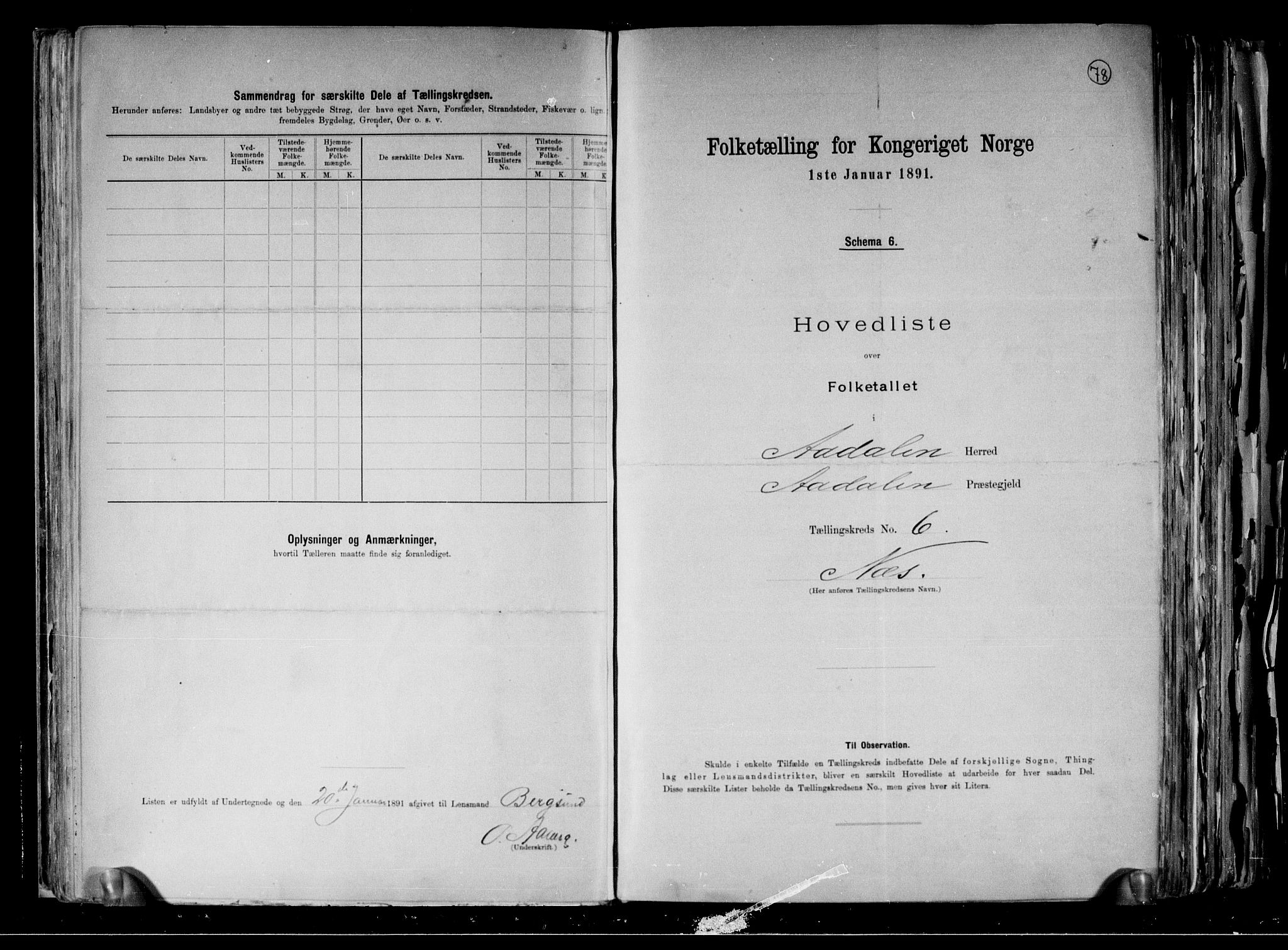 RA, 1891 census for 0614 Ådal, 1891, p. 19