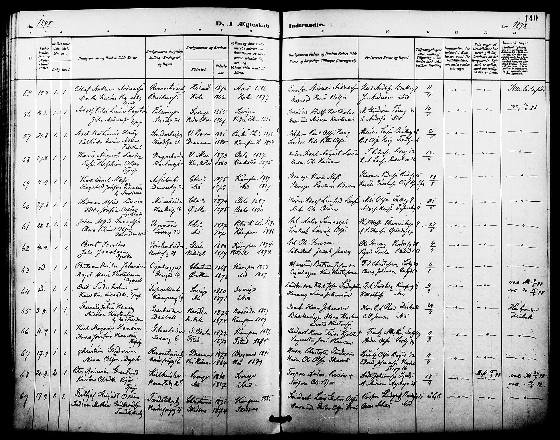 Kampen prestekontor Kirkebøker, SAO/A-10853/F/Fa/L0008: Parish register (official) no. I 8, 1892-1902, p. 140