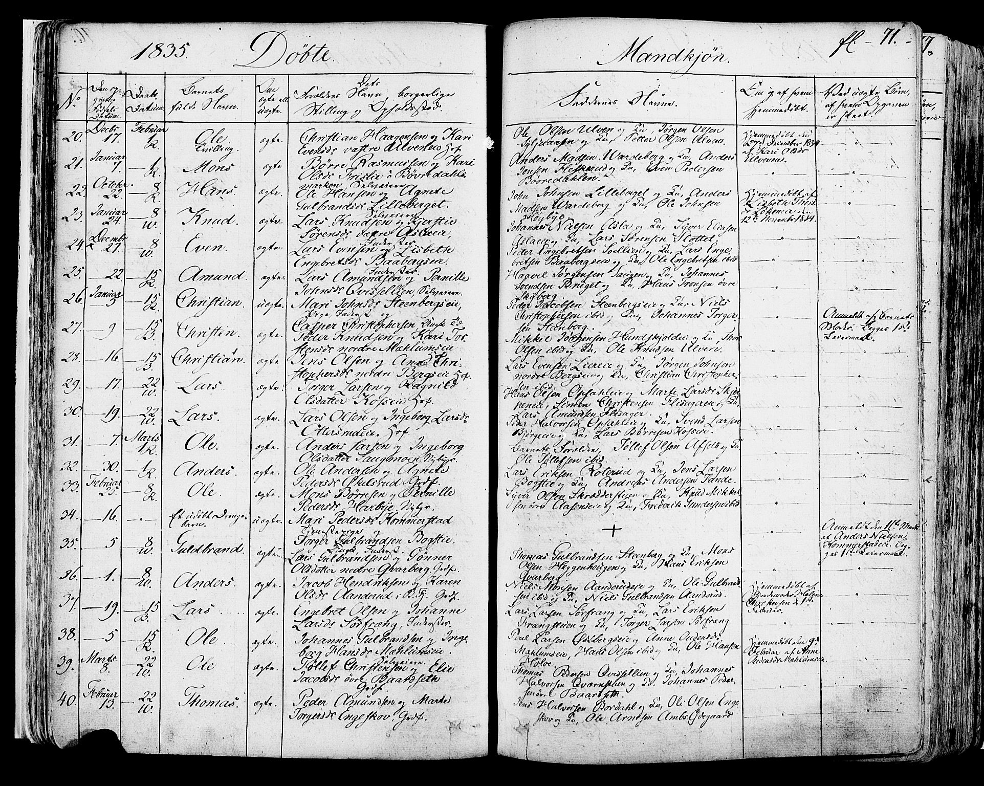 Ringsaker prestekontor, SAH/PREST-014/K/Ka/L0007: Parish register (official) no. 7A, 1826-1837, p. 71