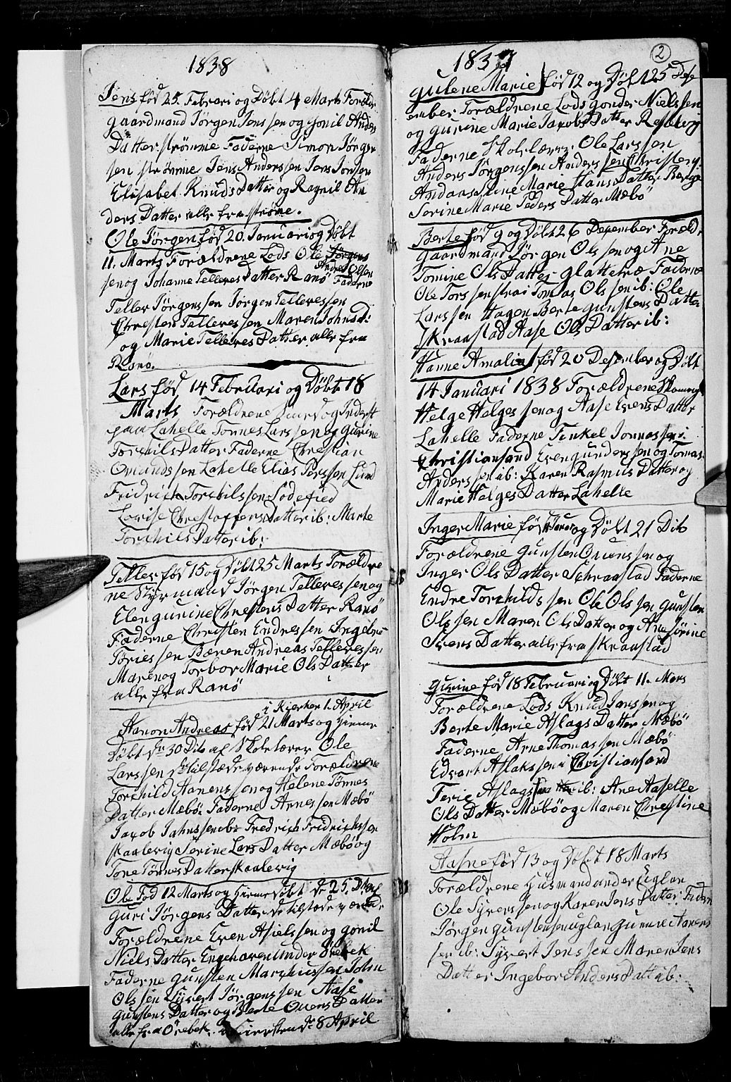 Oddernes sokneprestkontor, SAK/1111-0033/F/Fb/Fba/L0004: Parish register (copy) no. B 4, 1837-1846, p. 2