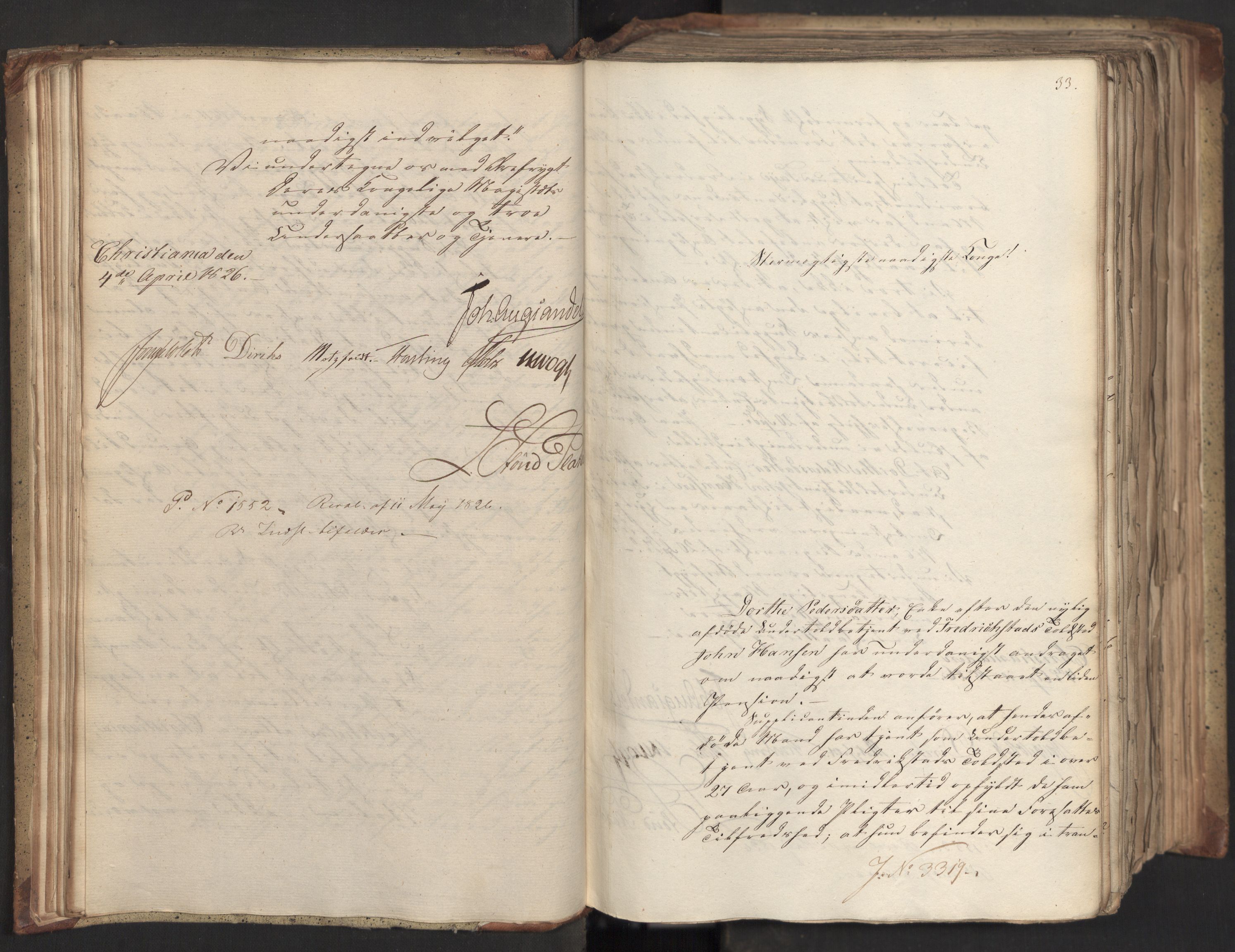 Statsrådsavdelingen i Stockholm, AV/RA-S-1003/D/Da/L0046: Regjeringsinnstillinger nr. 3308-3500, 1826, p. 42