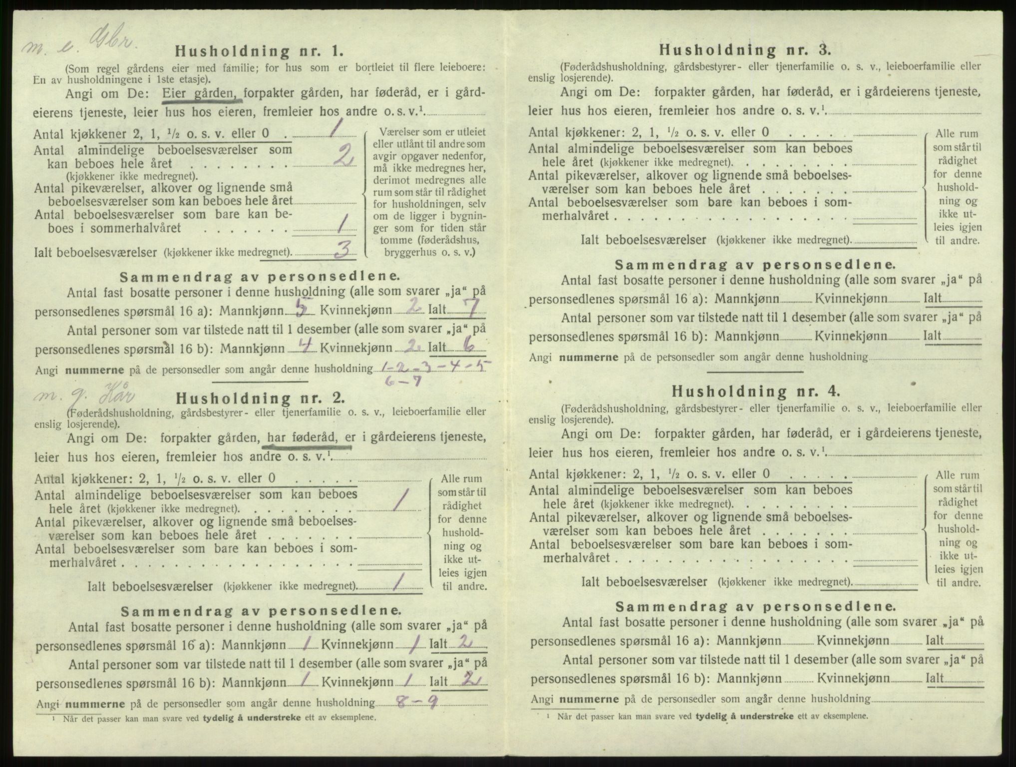 SAB, 1920 census for Brekke, 1920, p. 60