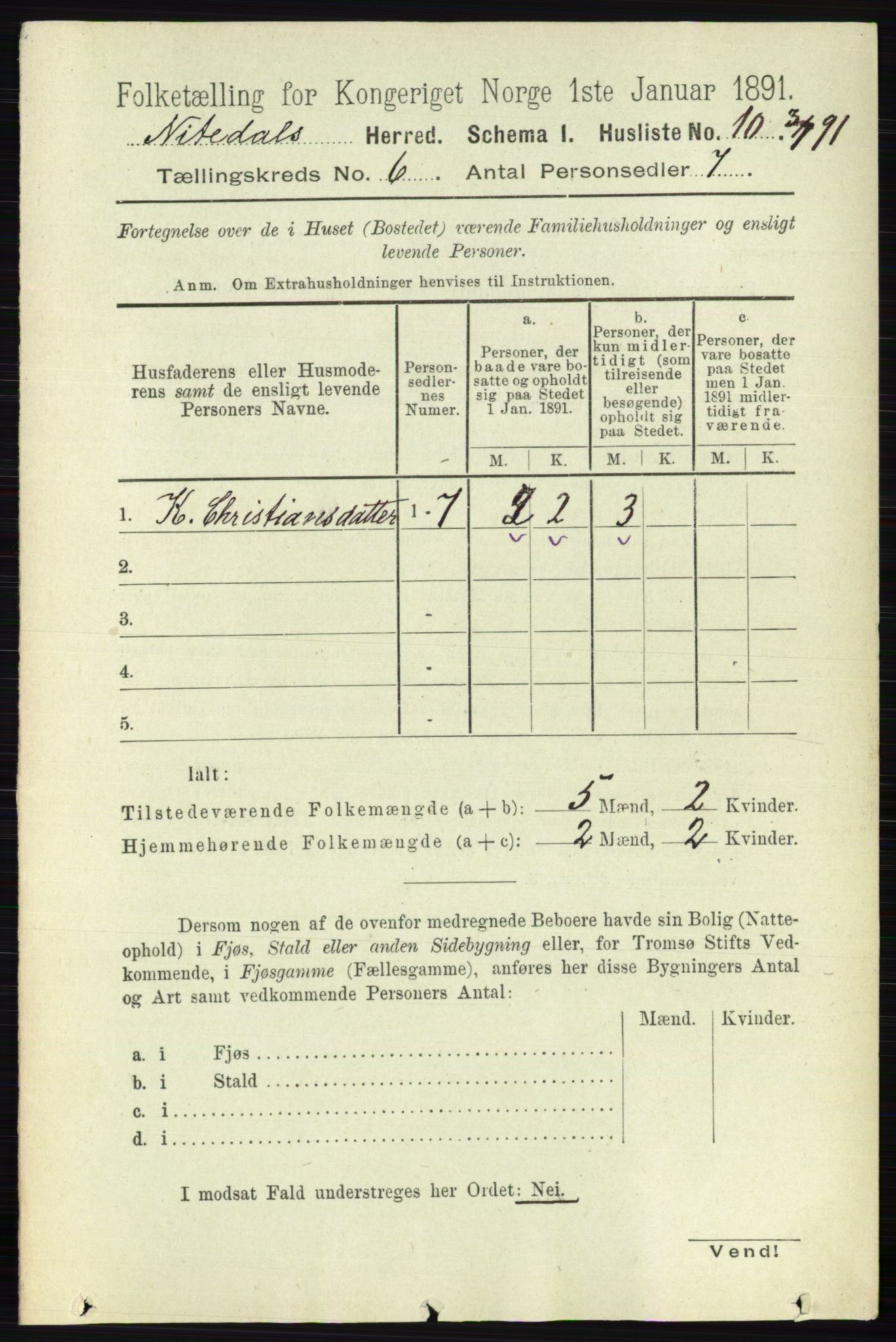 RA, 1891 census for 0233 Nittedal, 1891, p. 2549