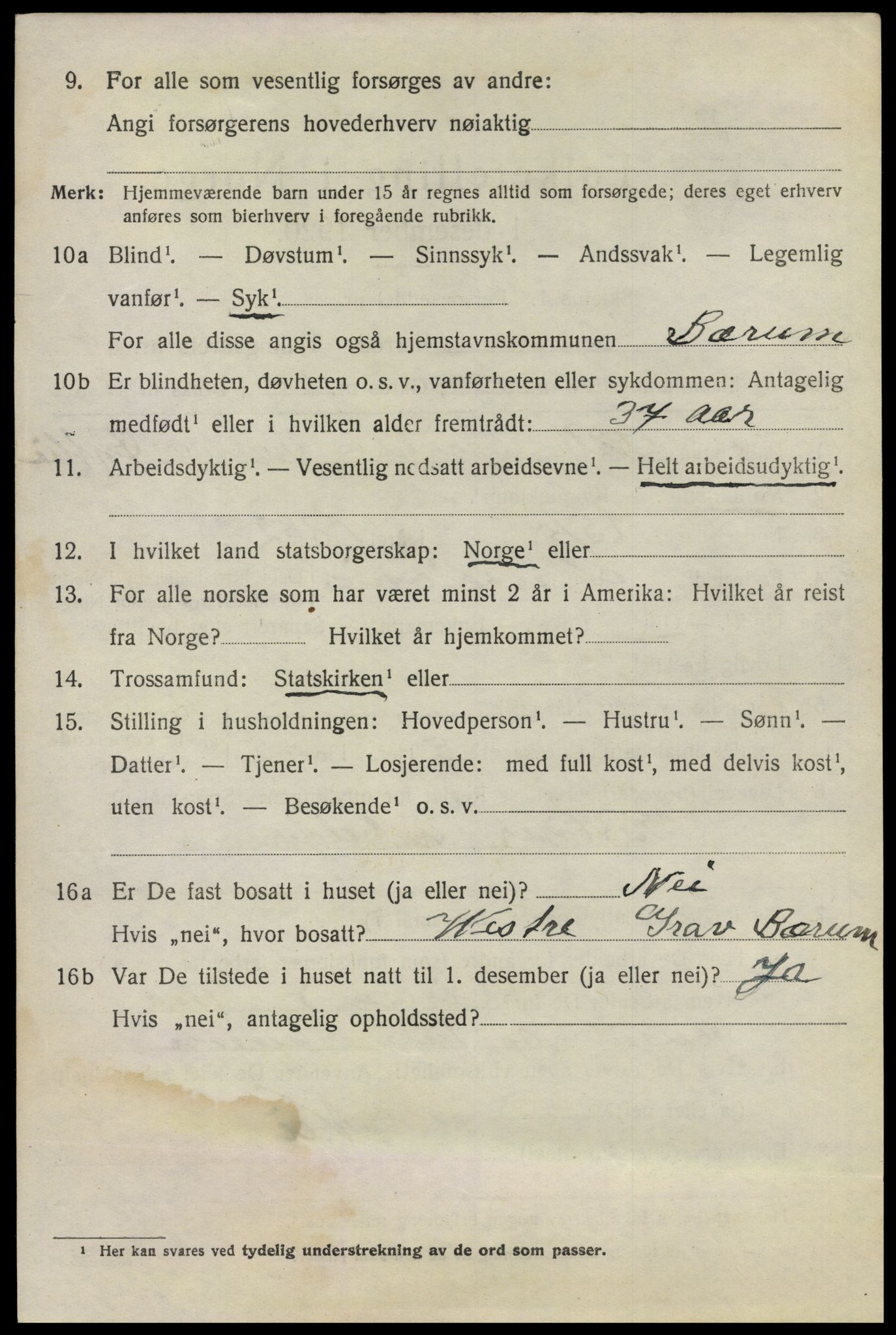 SAO, 1920 census for Bærum, 1920, p. 15015