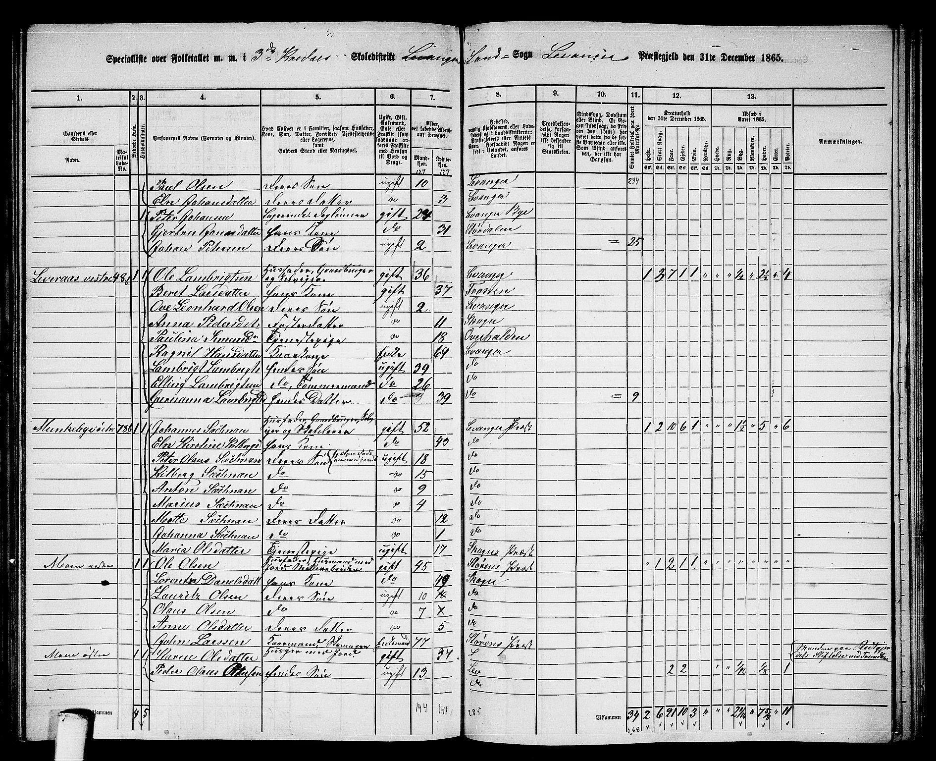 RA, 1865 census for Levanger/Levanger, 1865, p. 66