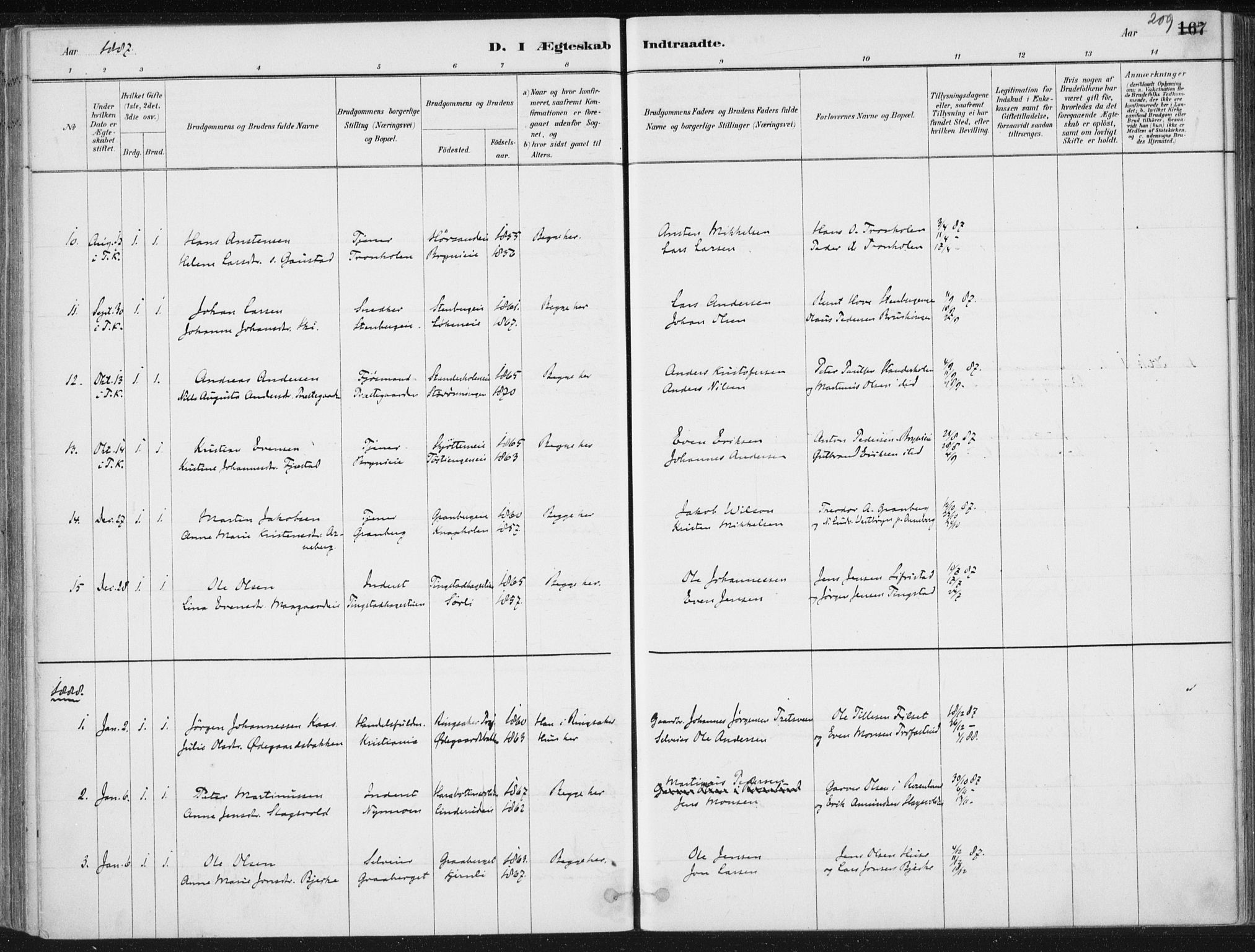 Romedal prestekontor, SAH/PREST-004/K/L0010: Parish register (official) no. 10, 1880-1895, p. 209
