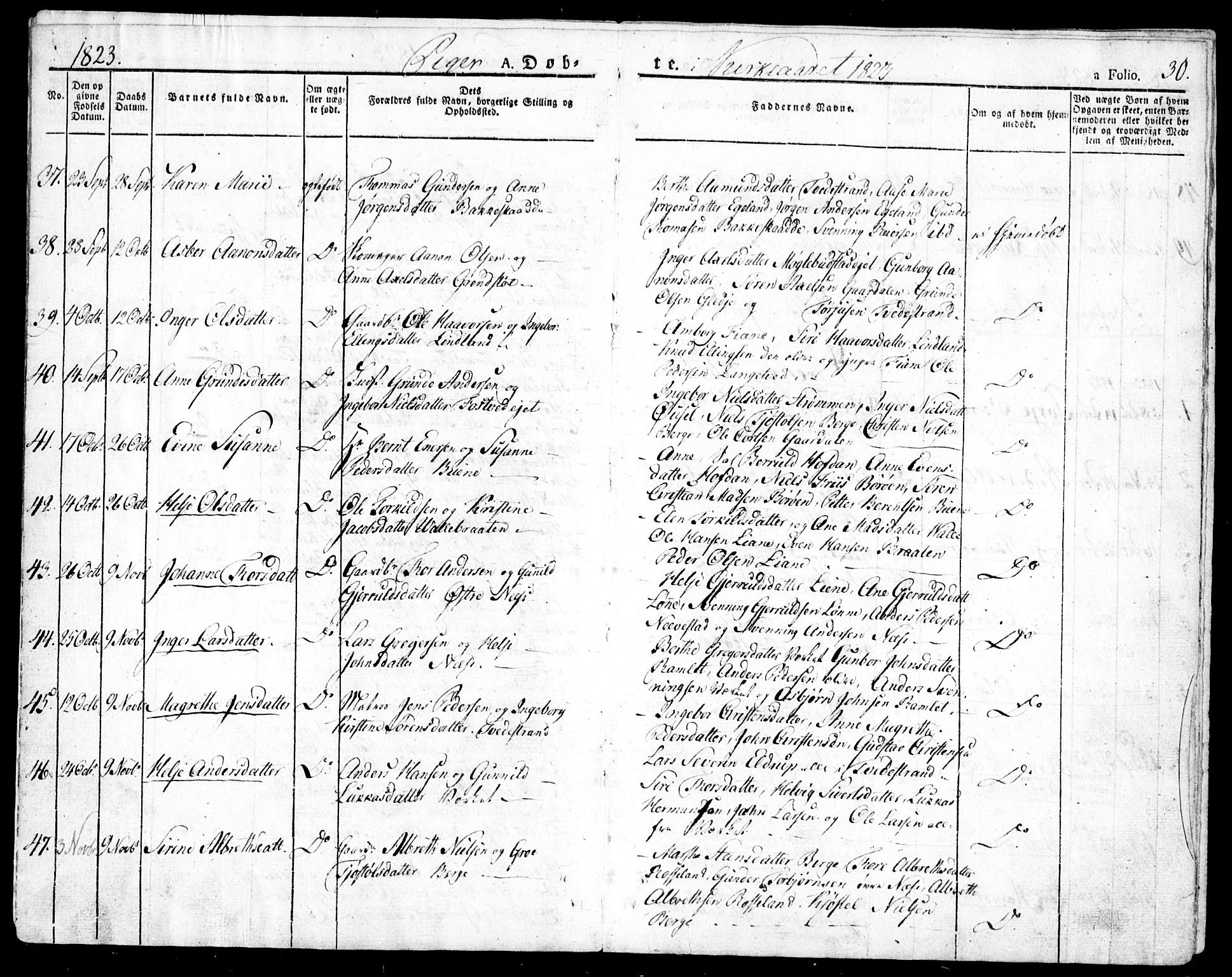 Holt sokneprestkontor, AV/SAK-1111-0021/F/Fa/L0006: Parish register (official) no. A 6, 1820-1835, p. 30