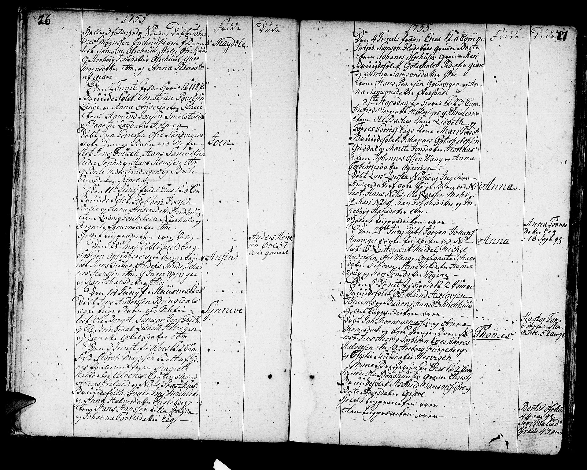 Kvinnherad sokneprestembete, AV/SAB-A-76401/H/Haa: Parish register (official) no. A 3, 1754-1777, p. 26-27