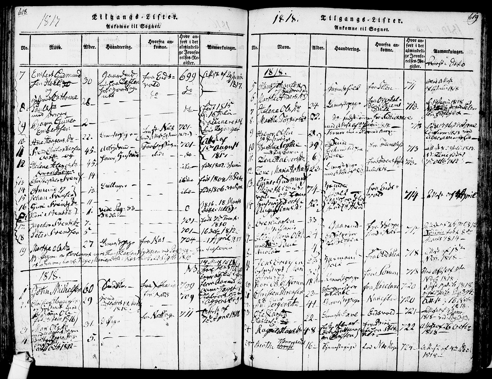 Ullensaker prestekontor Kirkebøker, AV/SAO-A-10236a/F/Fa/L0013: Parish register (official) no. I 13, 1815-1835, p. 618-619