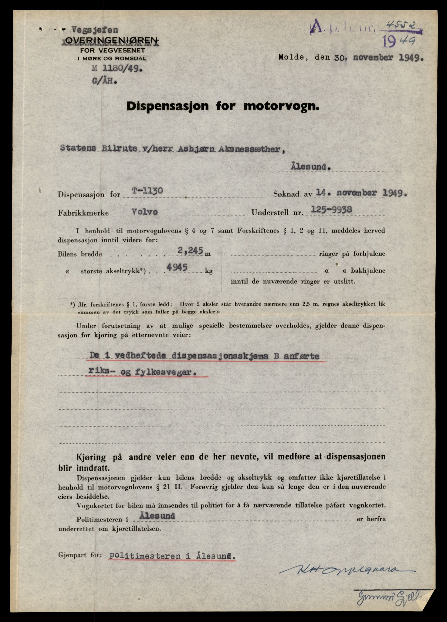 Møre og Romsdal vegkontor - Ålesund trafikkstasjon, AV/SAT-A-4099/F/Fe/L0010: Registreringskort for kjøretøy T 1050 - T 1169, 1927-1998, p. 2255