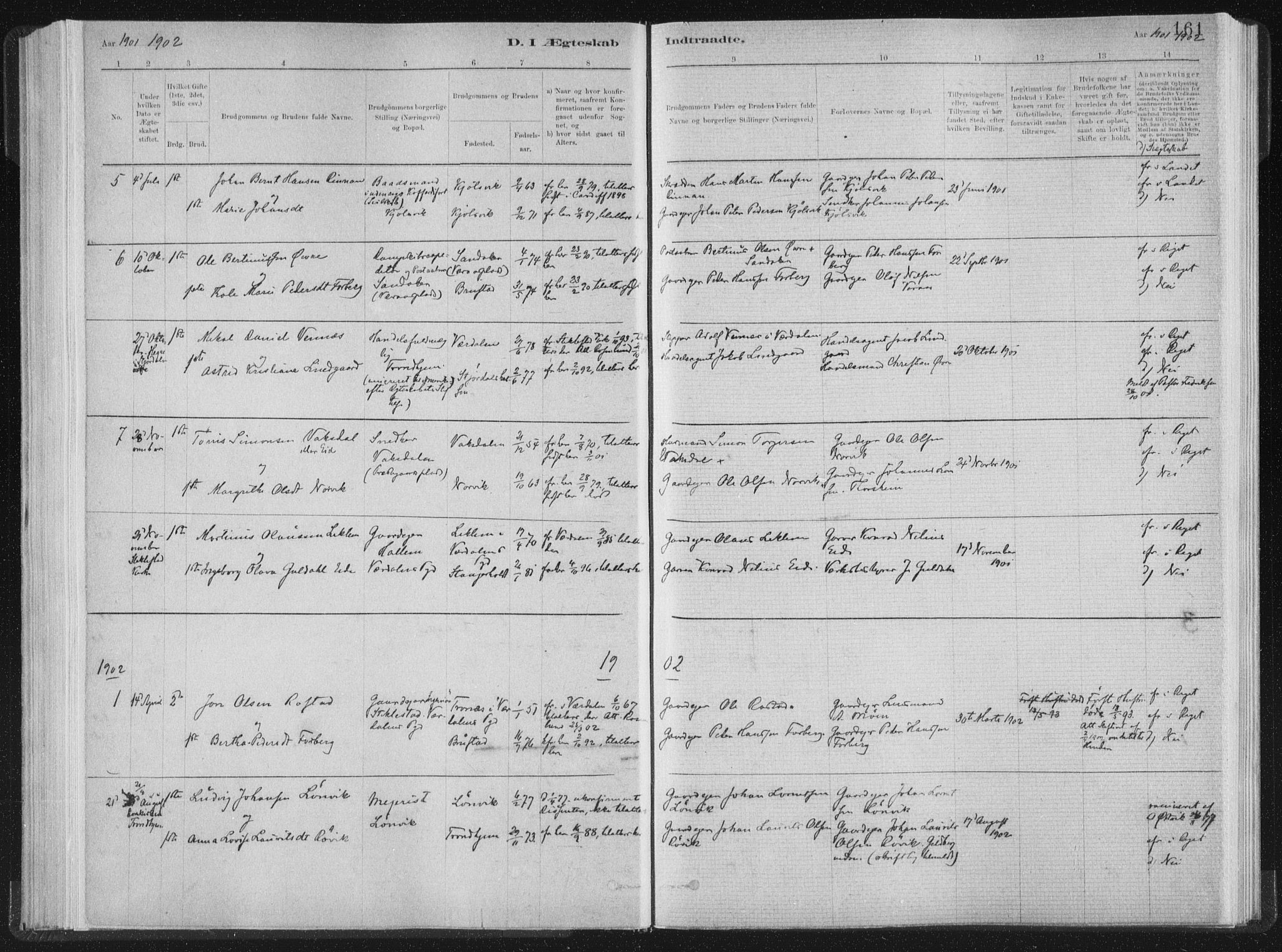 Ministerialprotokoller, klokkerbøker og fødselsregistre - Nord-Trøndelag, SAT/A-1458/722/L0220: Parish register (official) no. 722A07, 1881-1908, p. 161