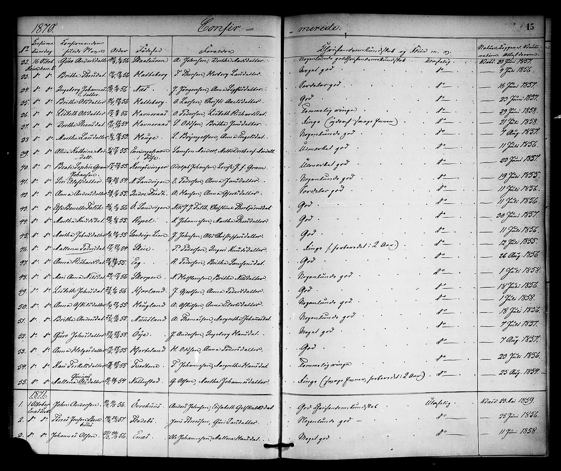 Kvinnherad sokneprestembete, SAB/A-76401/H/Haa: Parish register (official) no. A 10, 1867-1886, p. 15