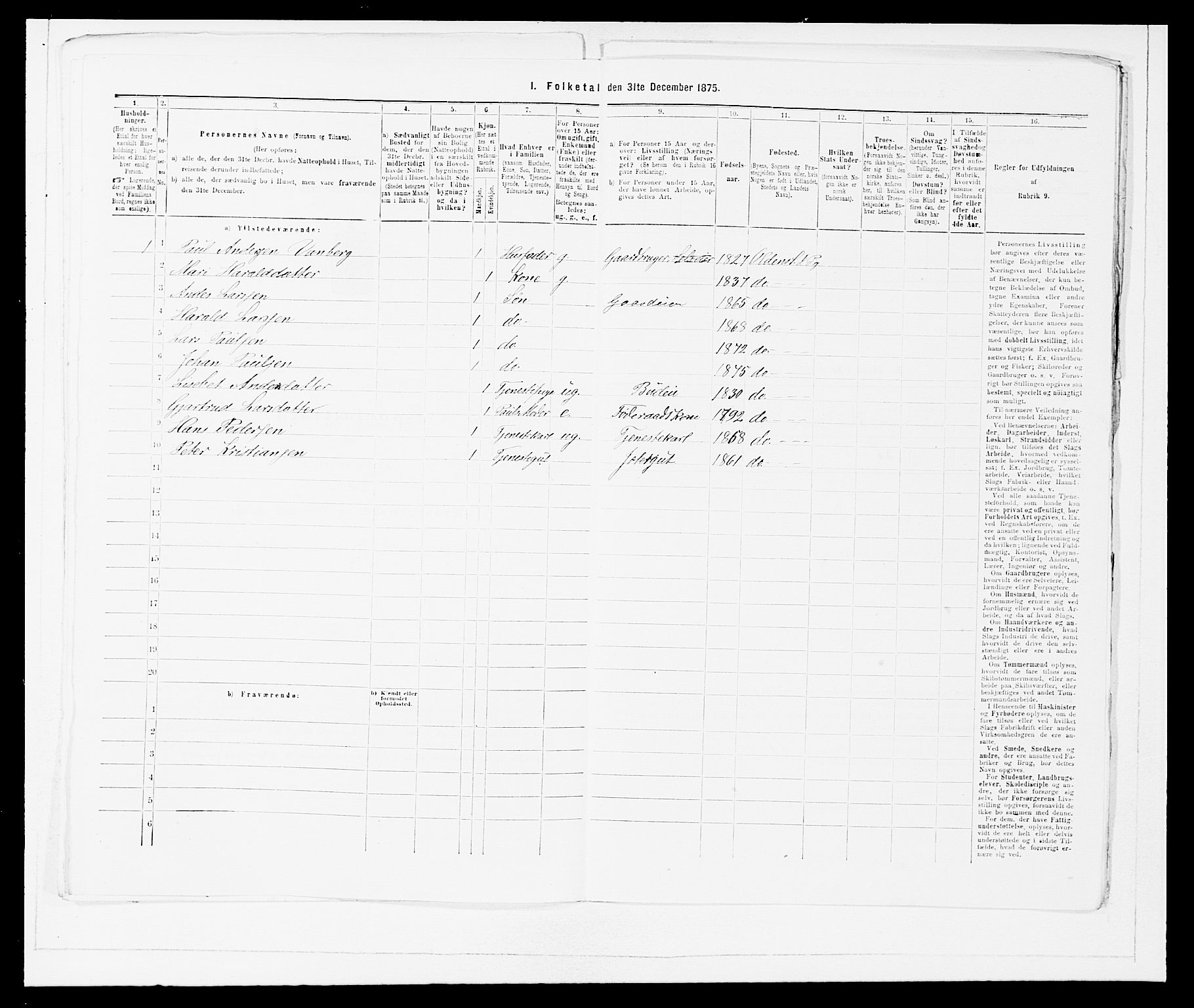SAB, 1875 Census for 1447P Innvik, 1875, p. 701