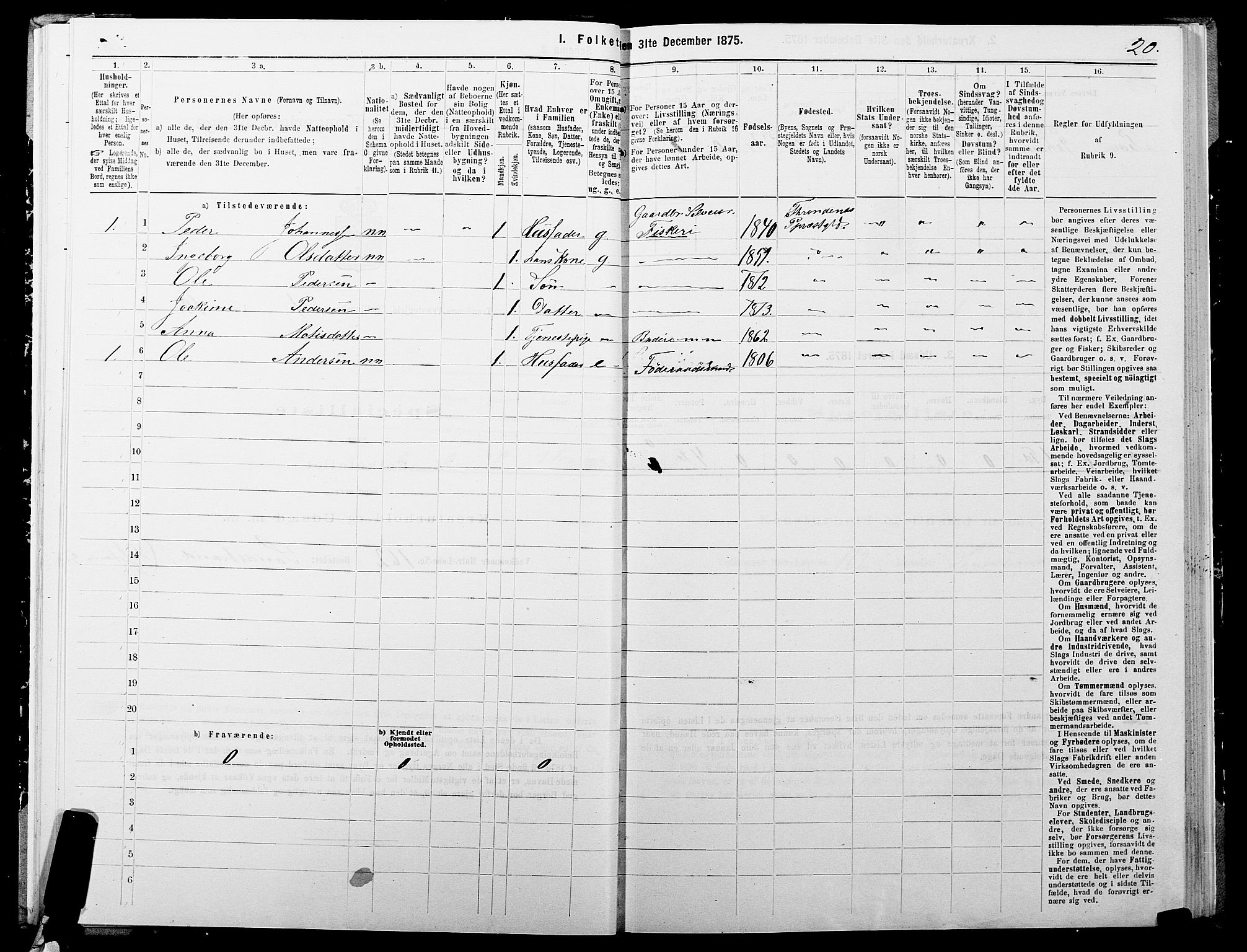 SATØ, 1875 census for 1914P Trondenes, 1875, p. 1020