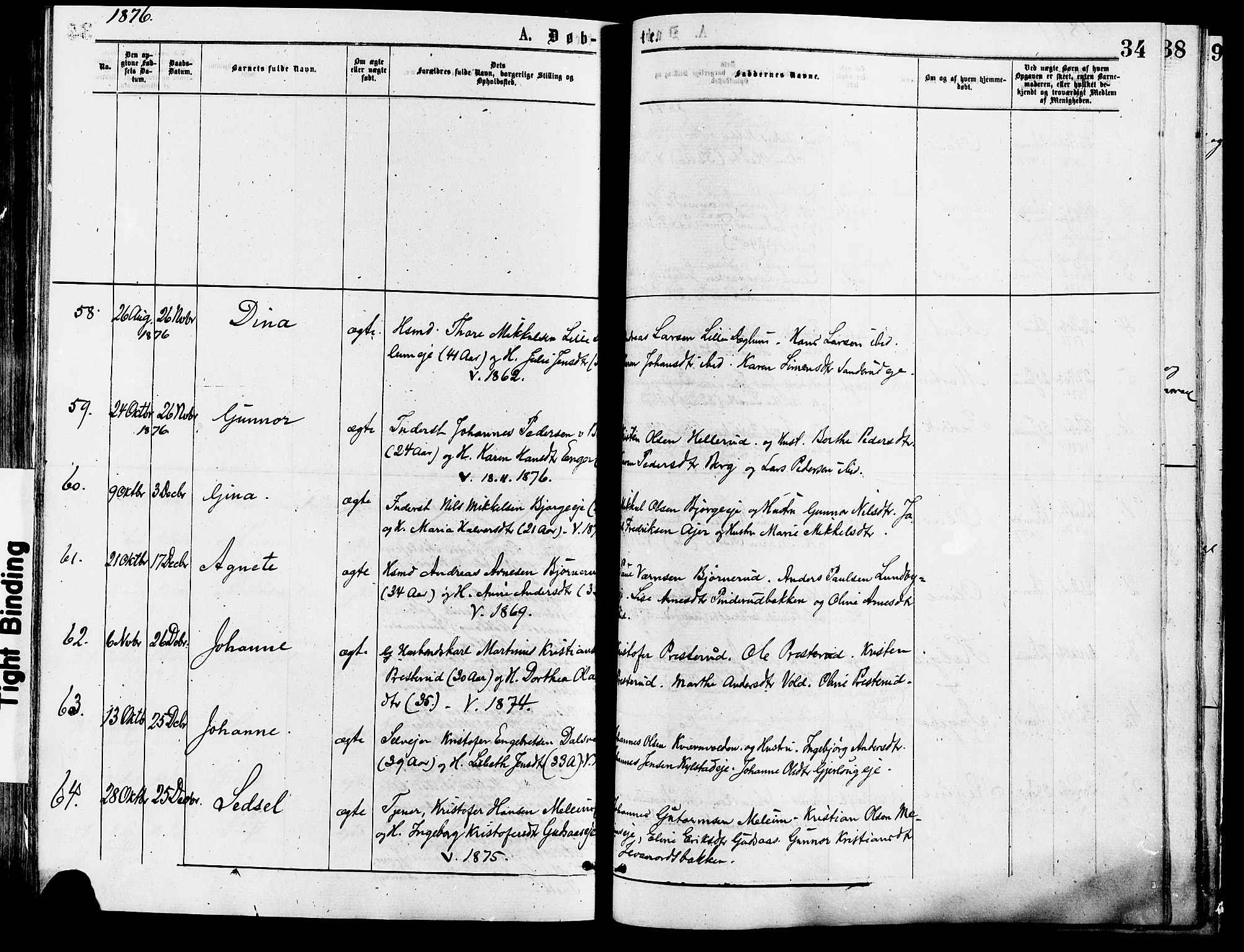 Vang prestekontor, Hedmark, SAH/PREST-008/H/Ha/Haa/L0013: Parish register (official) no. 13, 1855-1879, p. 34