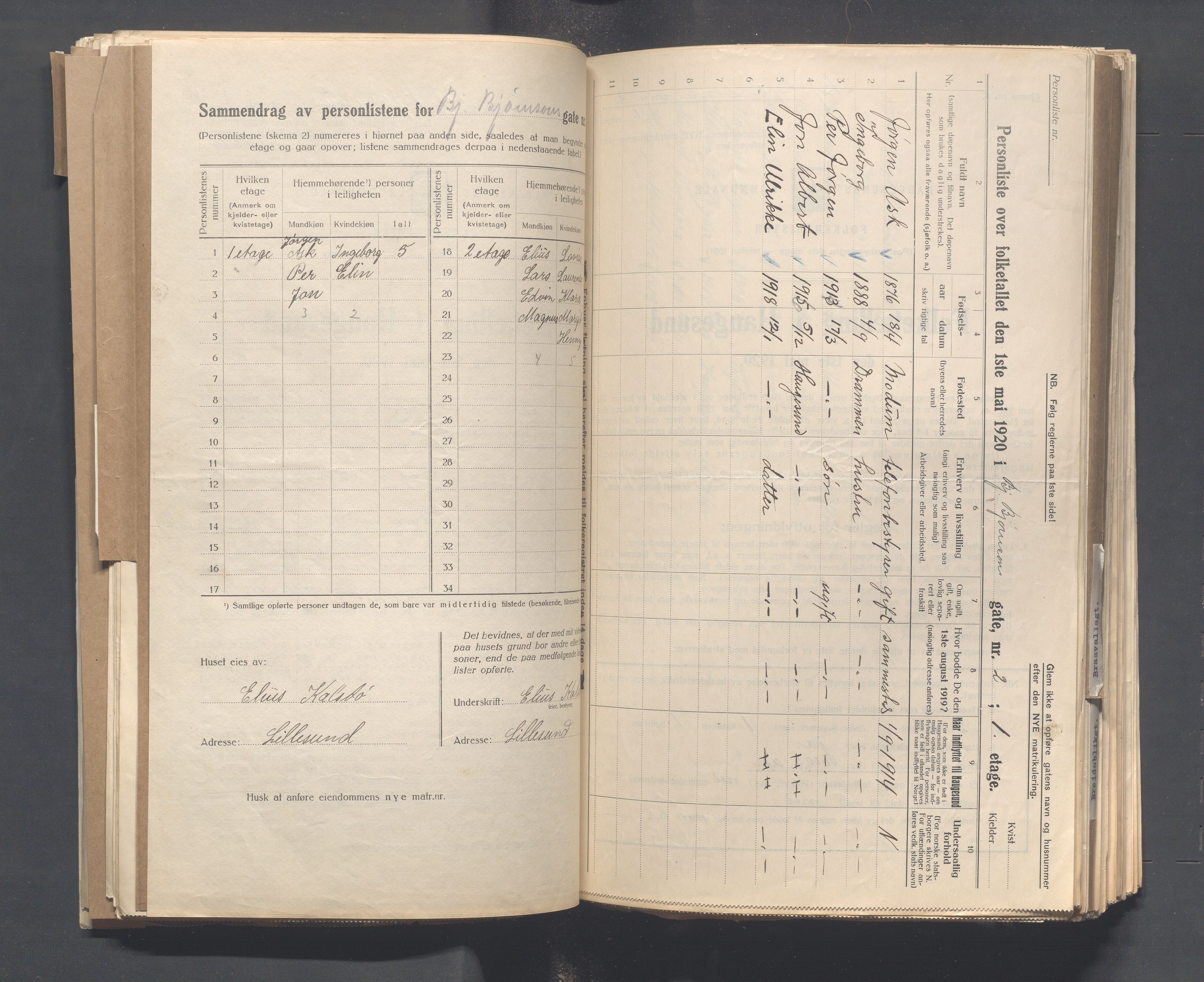 IKAR, Local census 1.5.1920 for Haugesund, 1920, p. 152