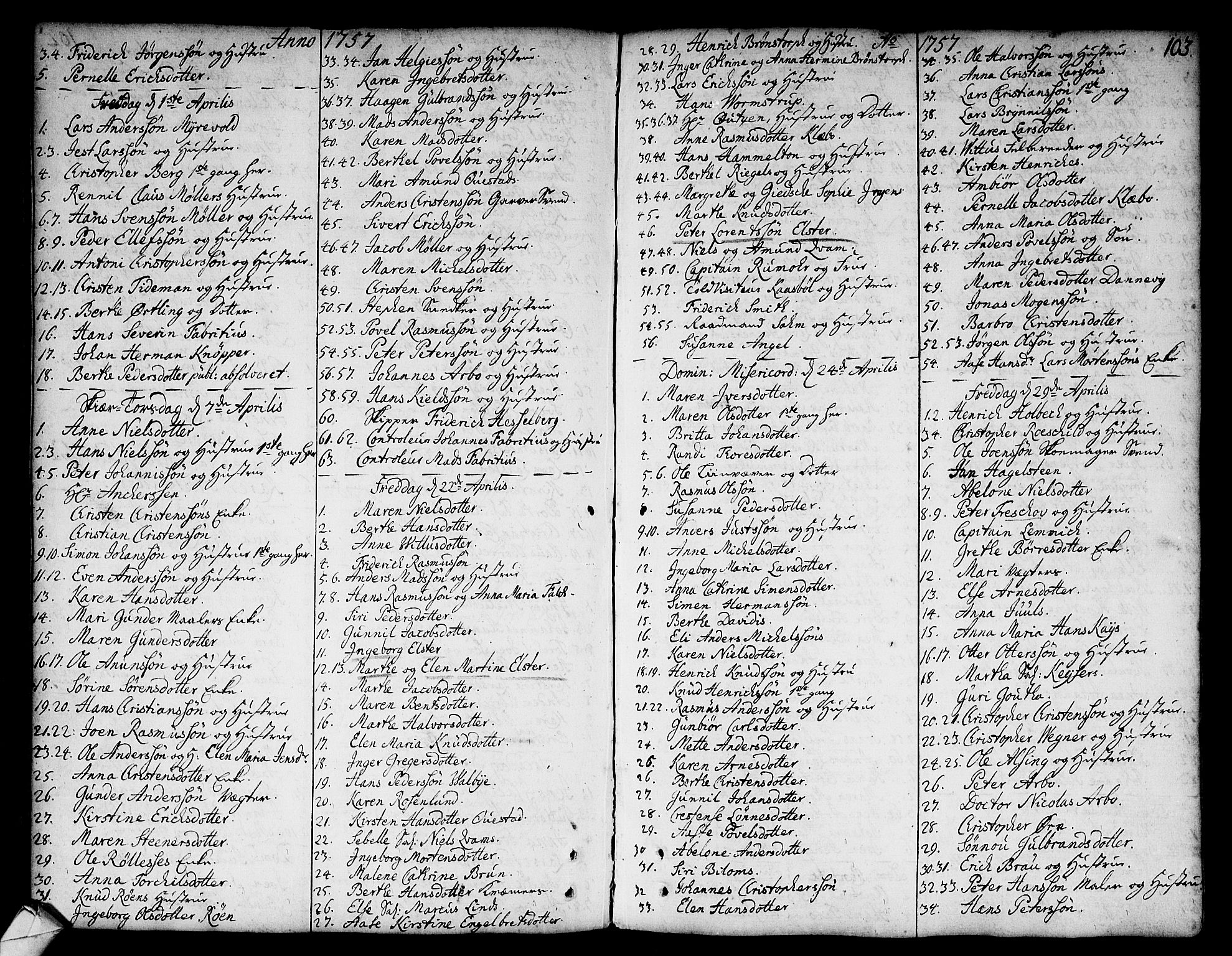 Strømsø kirkebøker, AV/SAKO-A-246/F/Fa/L0008: Parish register (official) no. I 8, 1748-1774, p. 103
