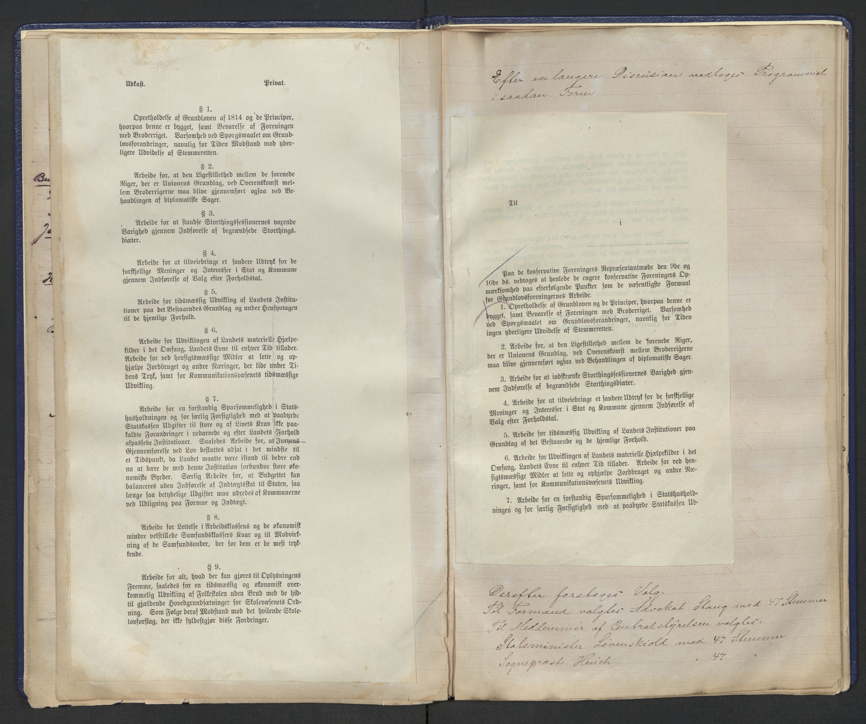 Høyres Hovedorganisasjon, AV/RA-PA-0583/1/A/Aa/L0001: De konservative foreningers centralstyre. Referatprotokoll, 1884-1897, p. 15