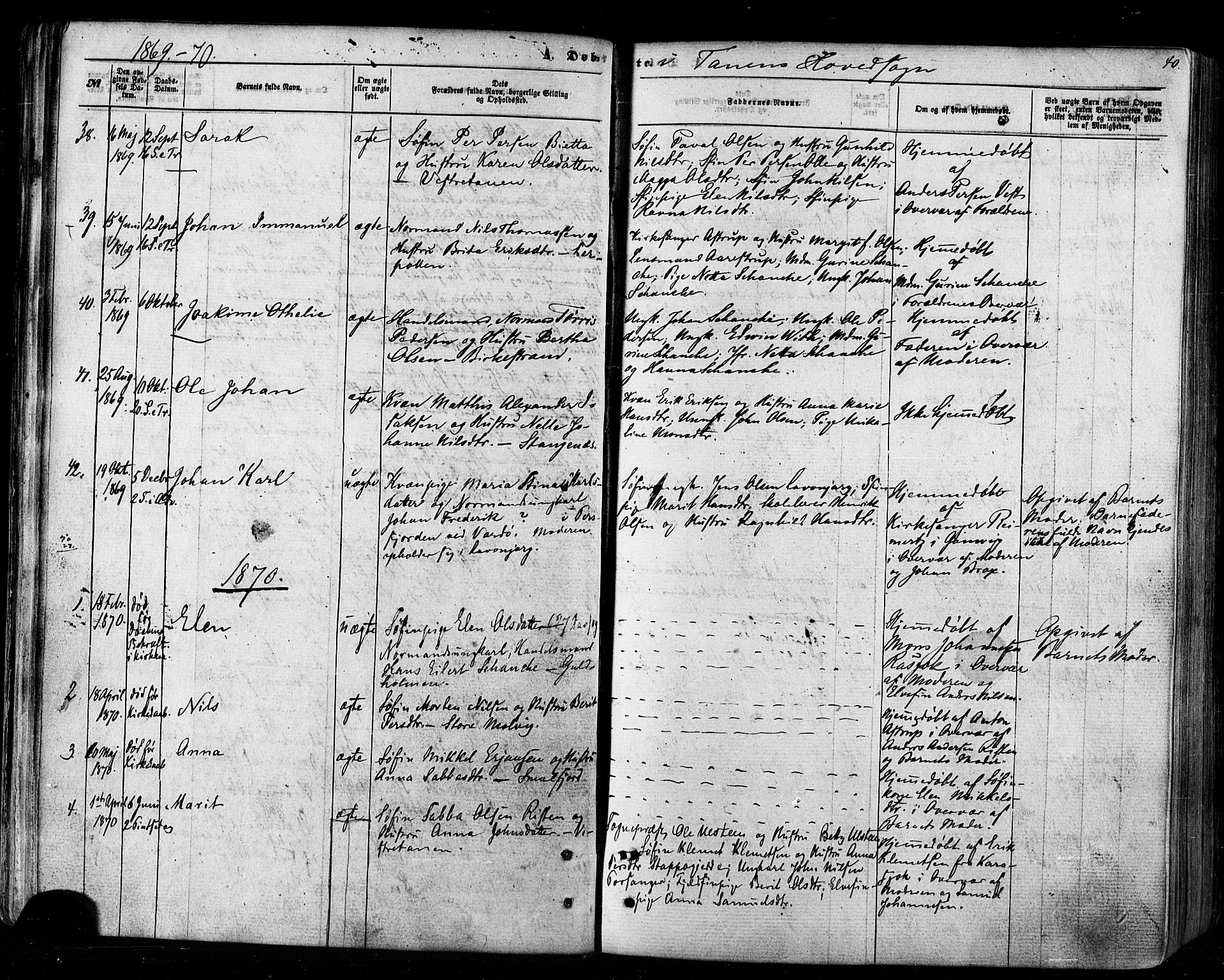 Tana sokneprestkontor, SATØ/S-1334/H/Ha/L0002kirke: Parish register (official) no. 2 /1, 1861-1877, p. 40