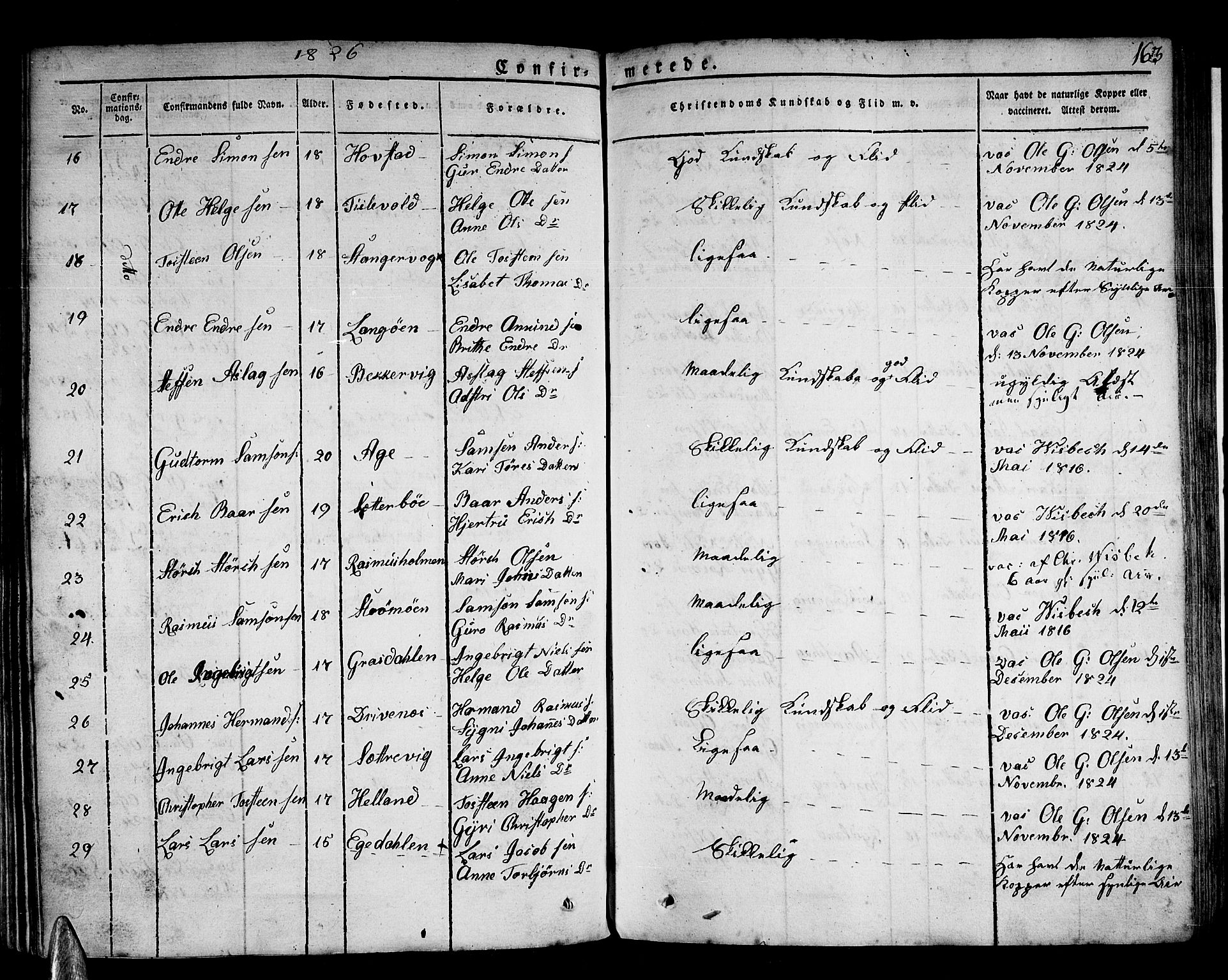 Stord sokneprestembete, AV/SAB-A-78201/H/Haa: Parish register (official) no. A 6, 1826-1840, p. 163